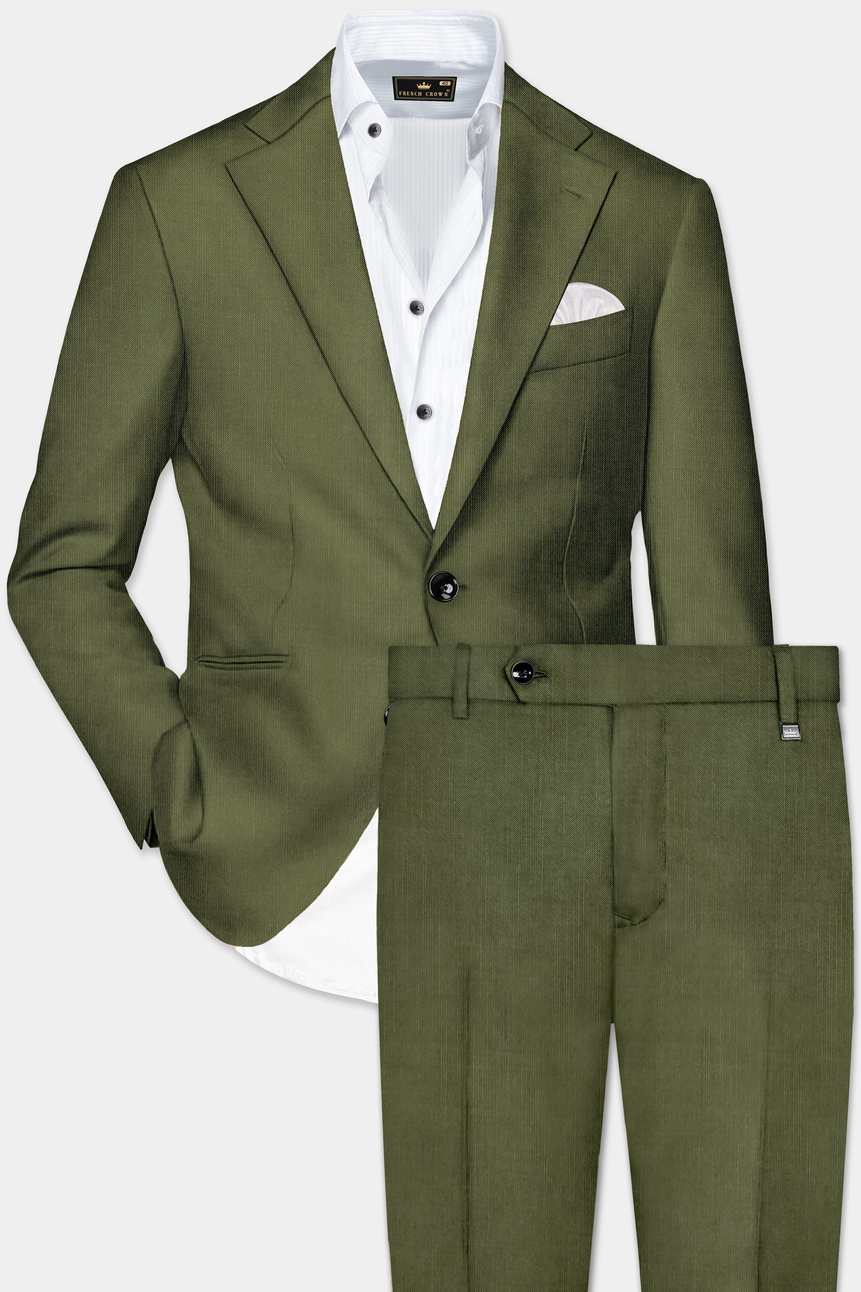 Sentinel-Rifle Green Solid Wool Rich Single Breasted Stretchable traveler Suit