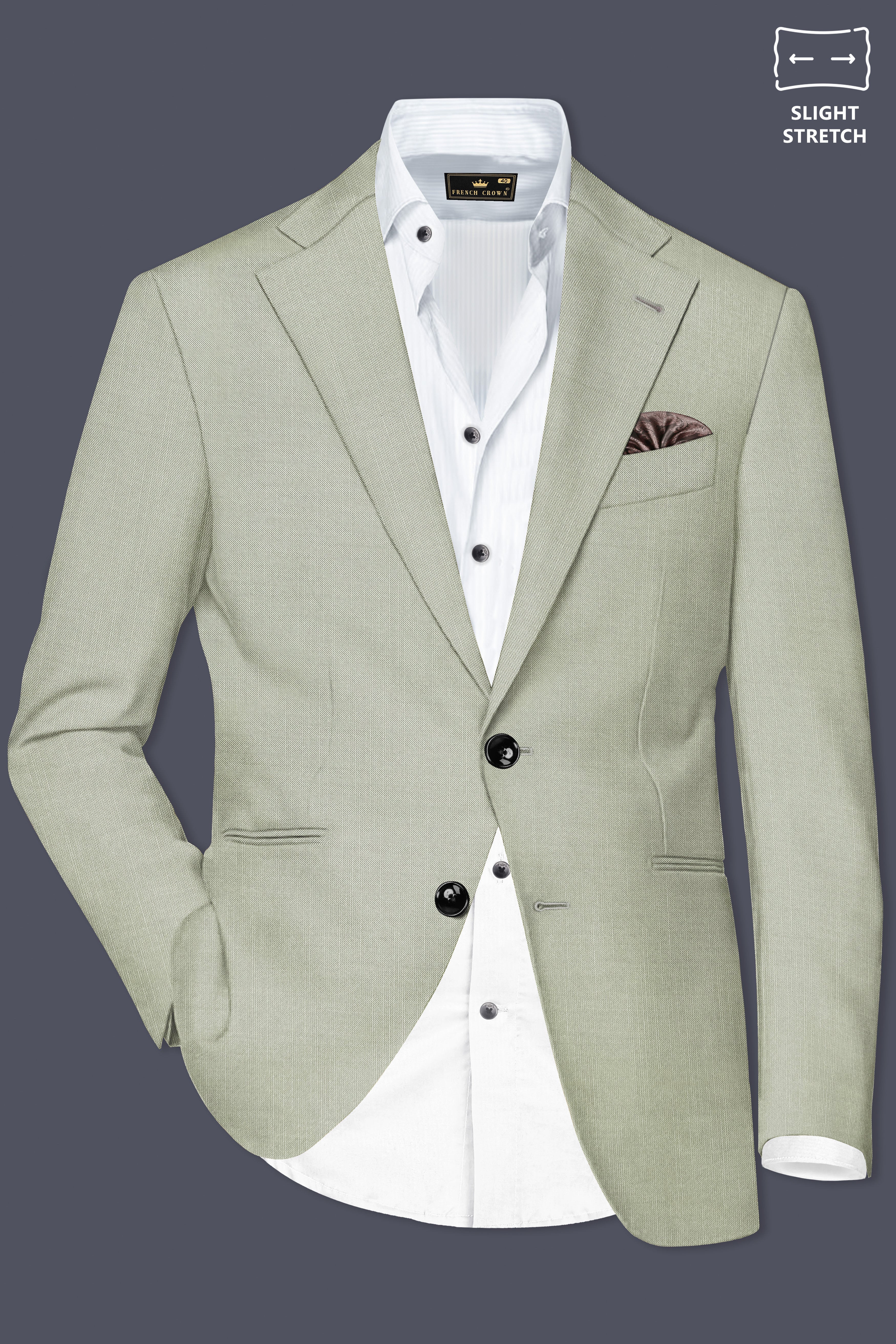Lichen-Norway Green Solid Wool Rich Single Breasted Slight Stretch Suit