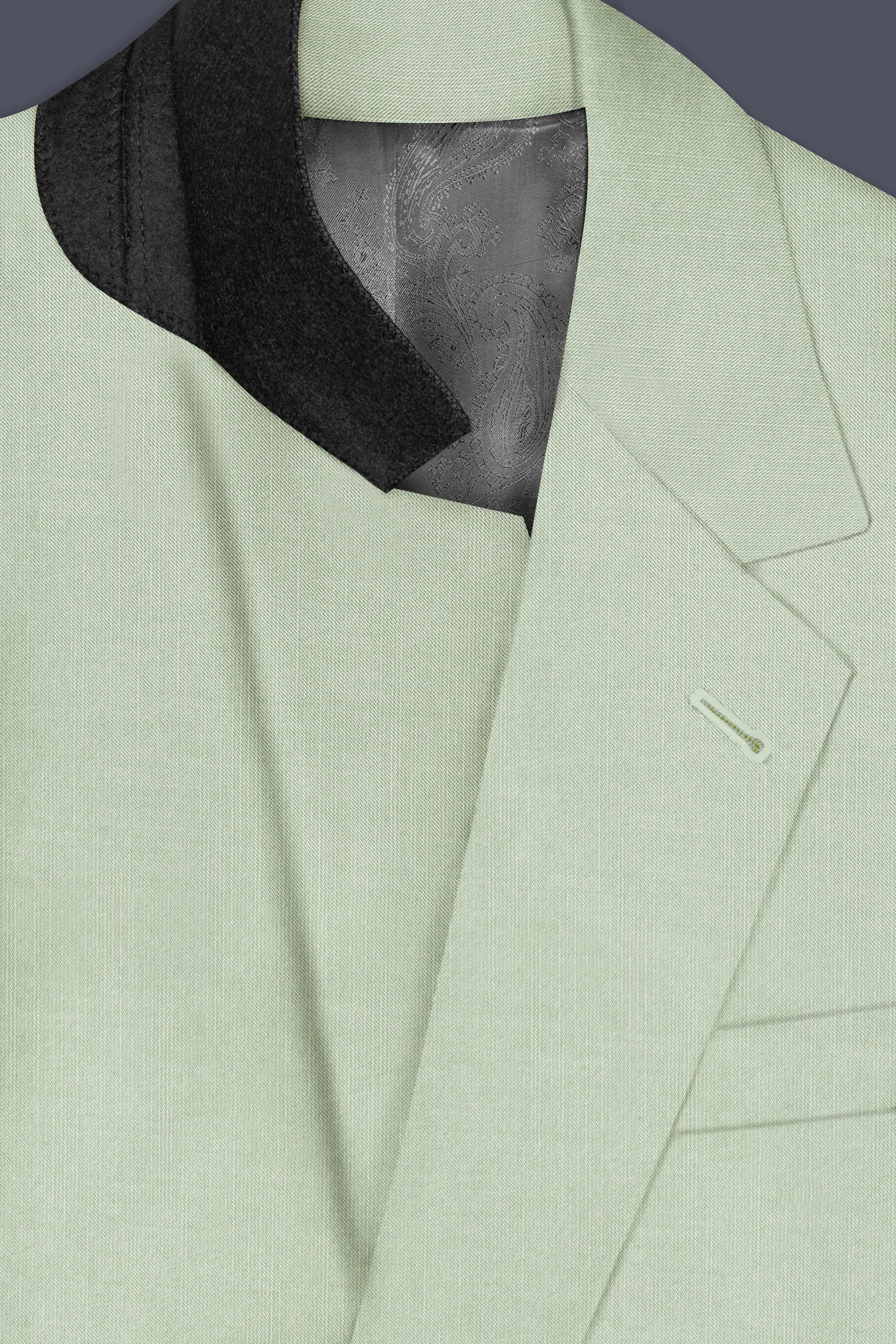 Lichen-Norway Green Solid Wool Rich Single Breasted Slight Stretch Suit