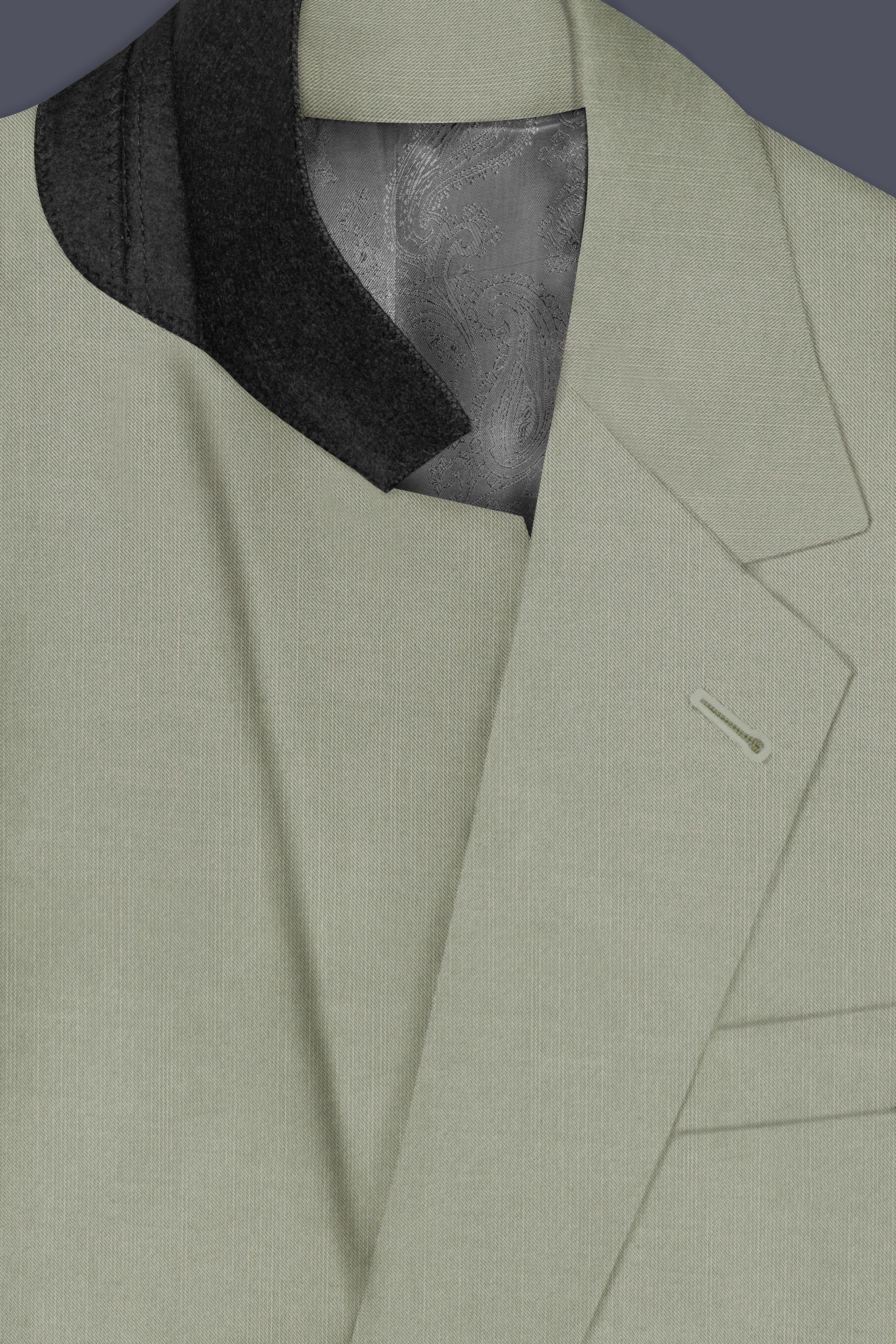 Lichen-Norway Green Solid Wool Rich Single Breasted Slight Stretch Suit