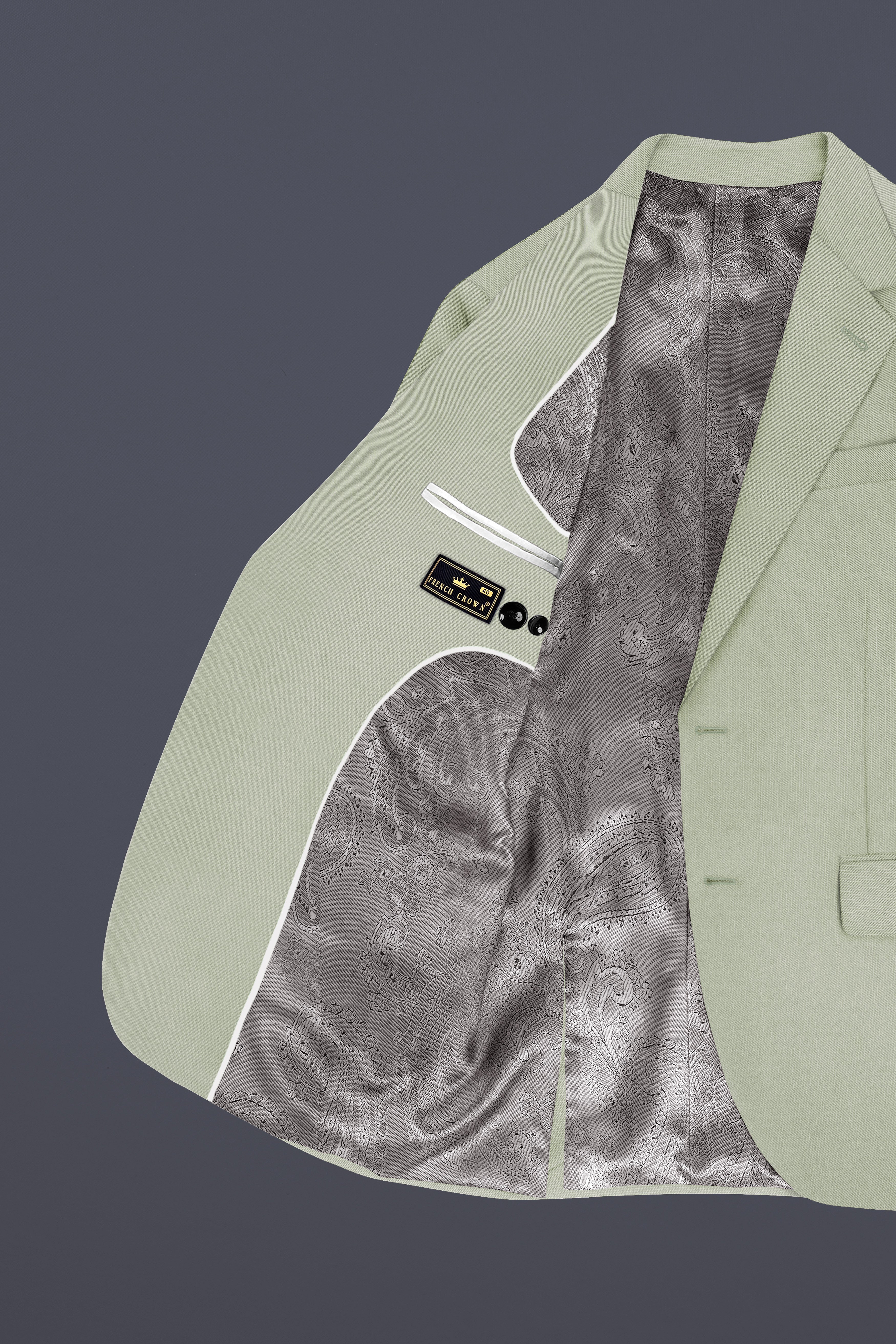 Lichen-Norway Green Solid Wool Rich Single Breasted Slight Stretch Suit
