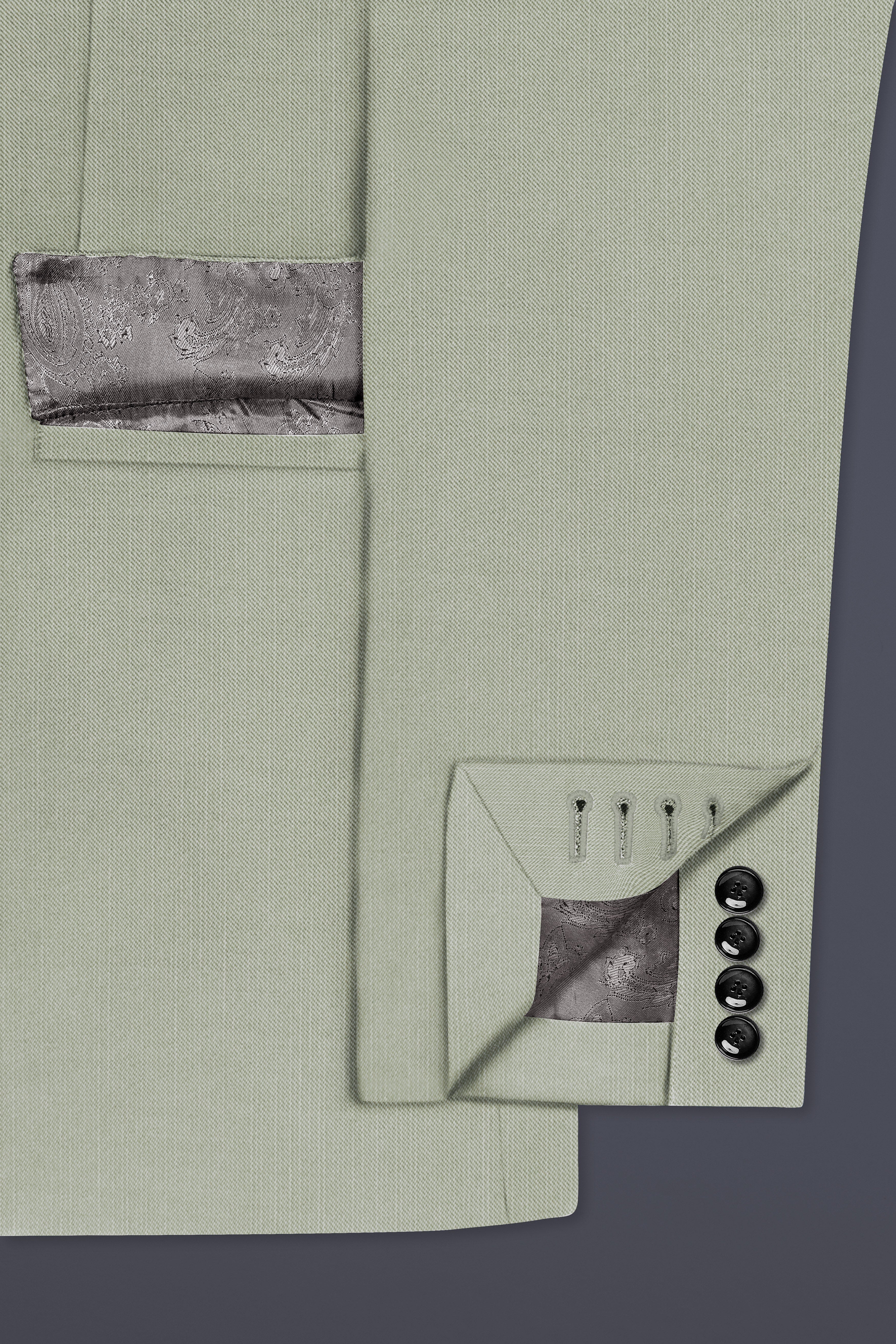 Lichen-Norway Green Solid Wool Rich Single Breasted Slight Stretch Suit