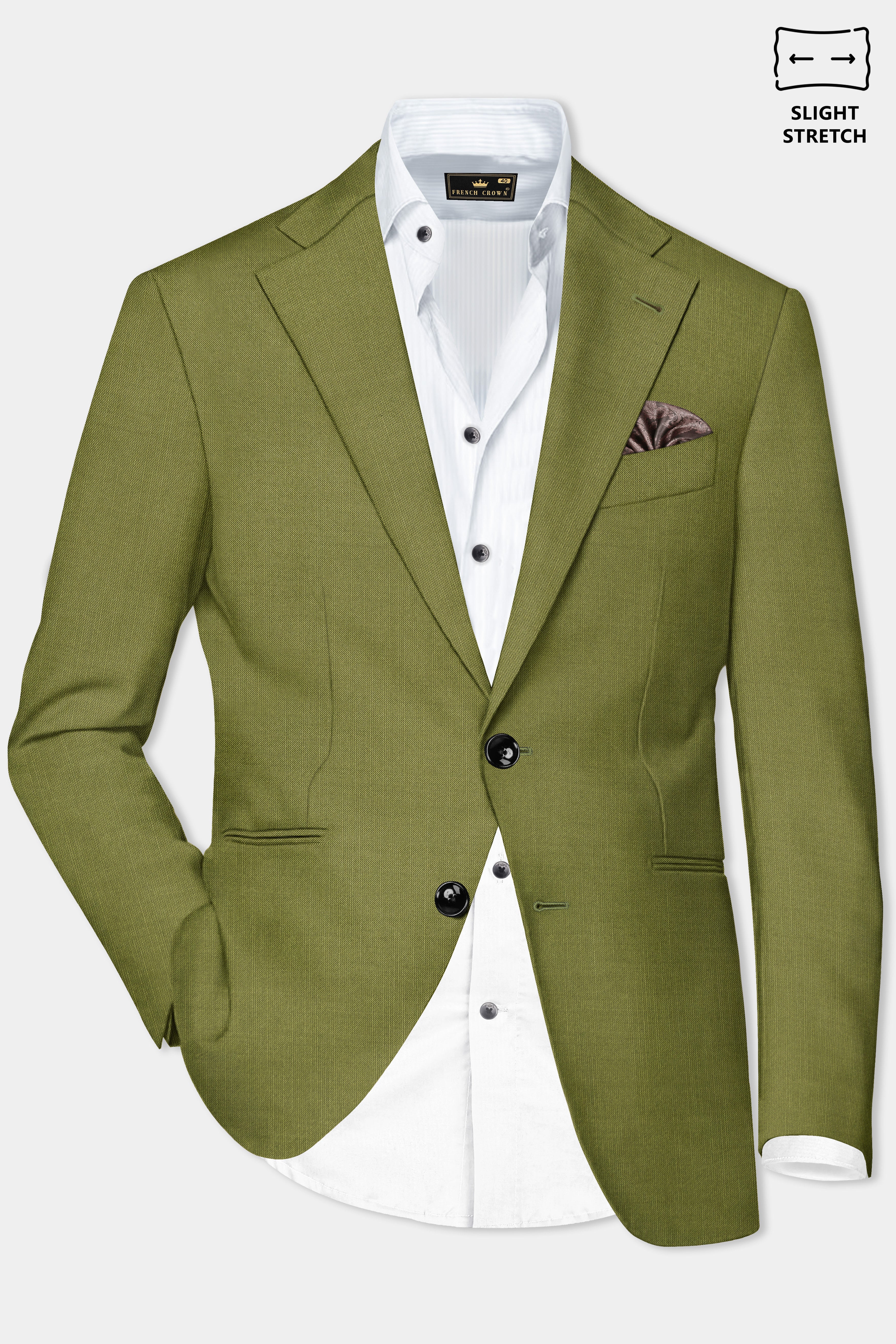 Glade-Muddy Green Solid Wool Rich Single Breasted Slight Stretch Suit