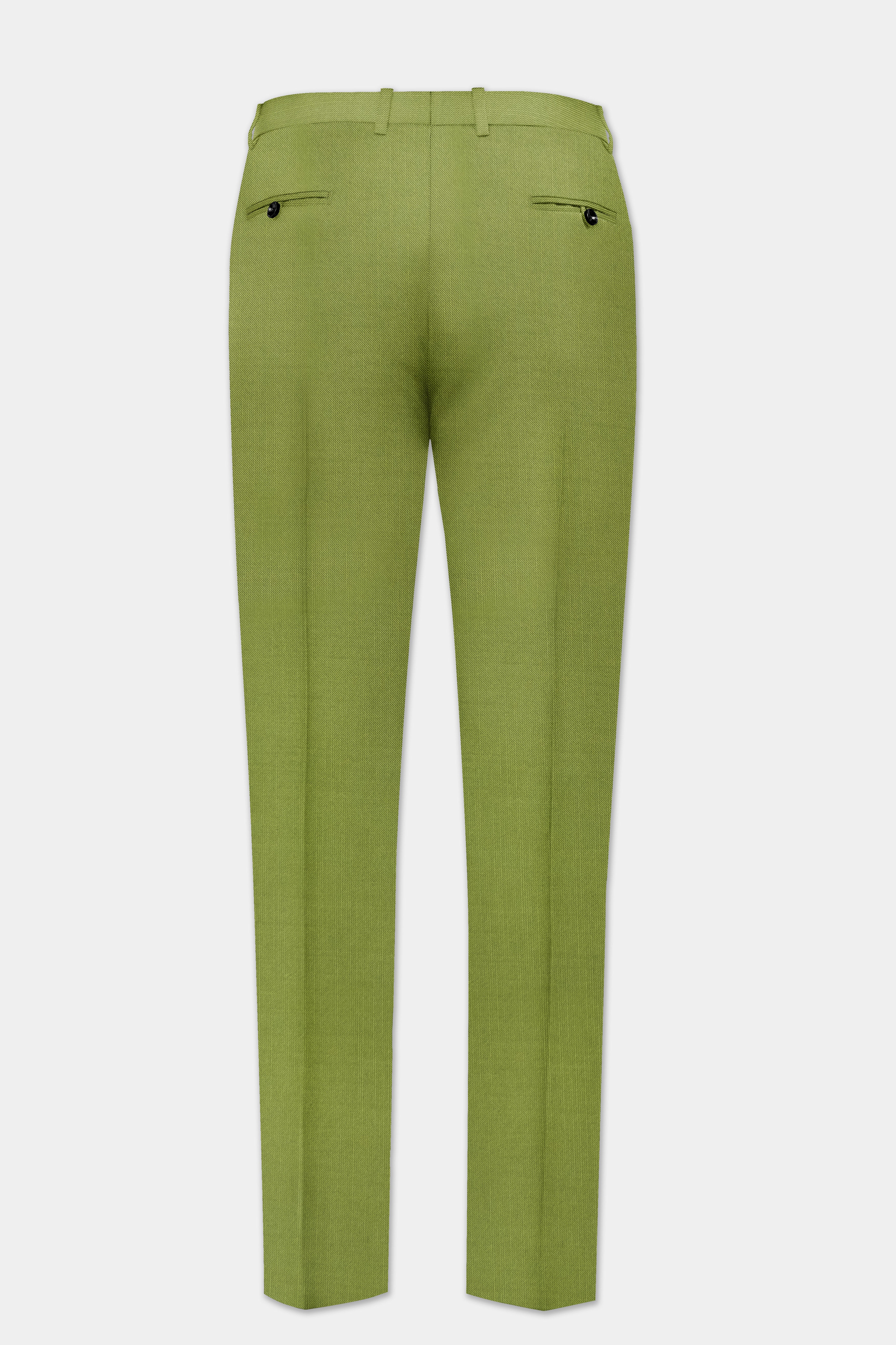 Pistachio-Wasabi Green Solid Wool Rich Single Breasted Slight Stretch Suit