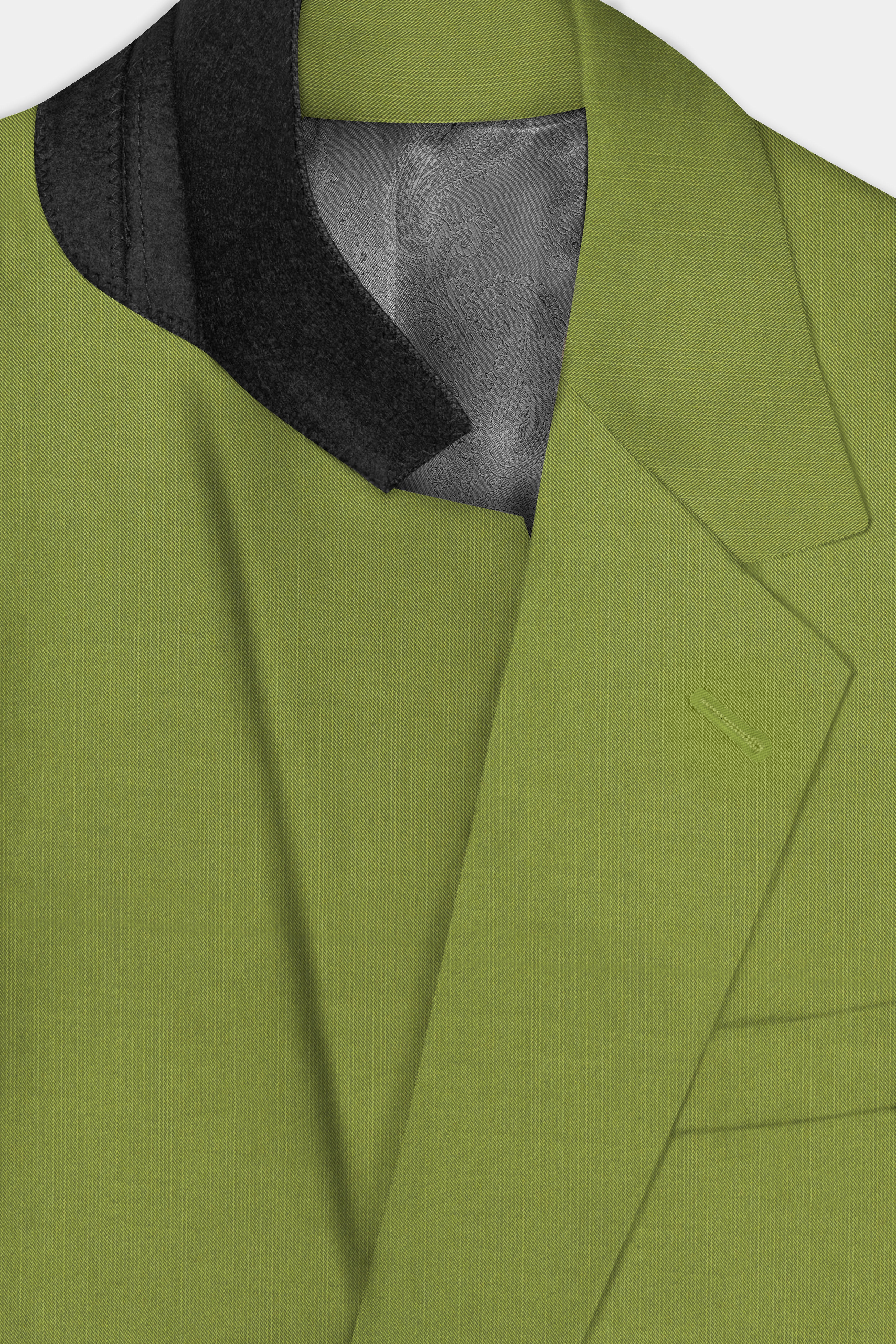 Pistachio-Wasabi Green Solid Wool Rich Single Breasted Slight Stretch Suit