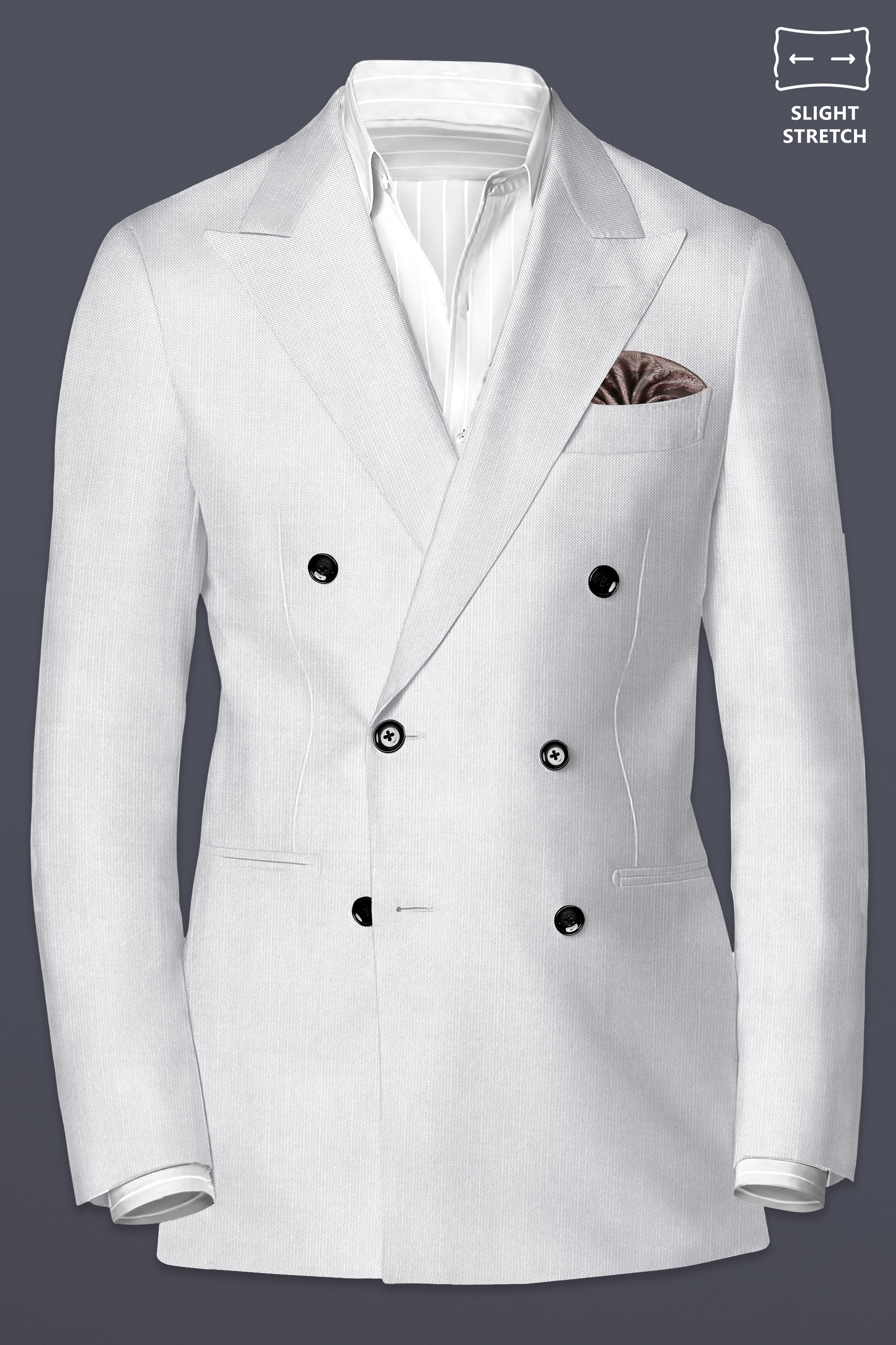 Granite-Alto Gray Solid Wool Rich Double Breasted Slight Stretch Suit