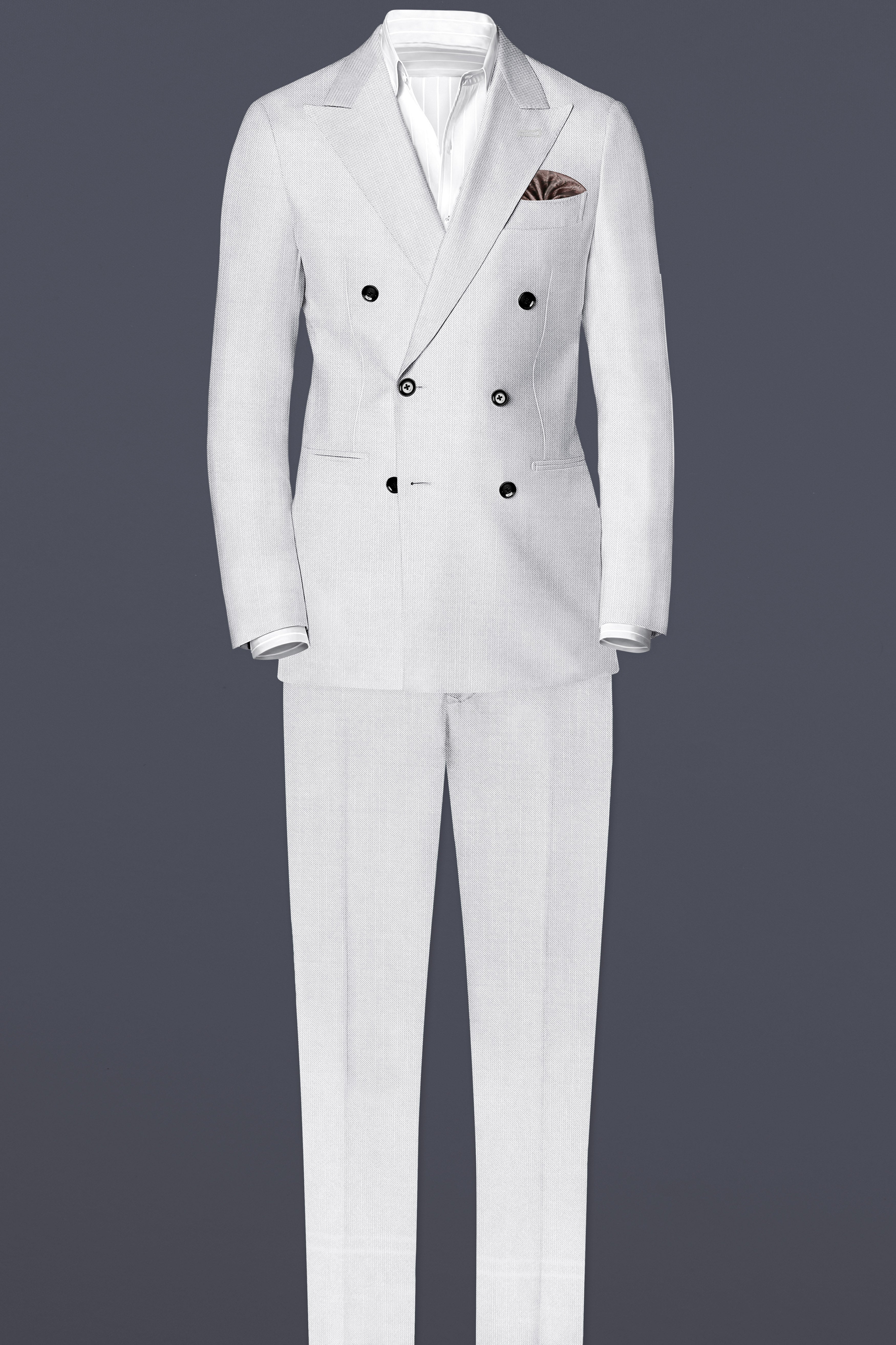 Granite-Alto Gray Solid Wool Rich Double Breasted Slight Stretch Suit