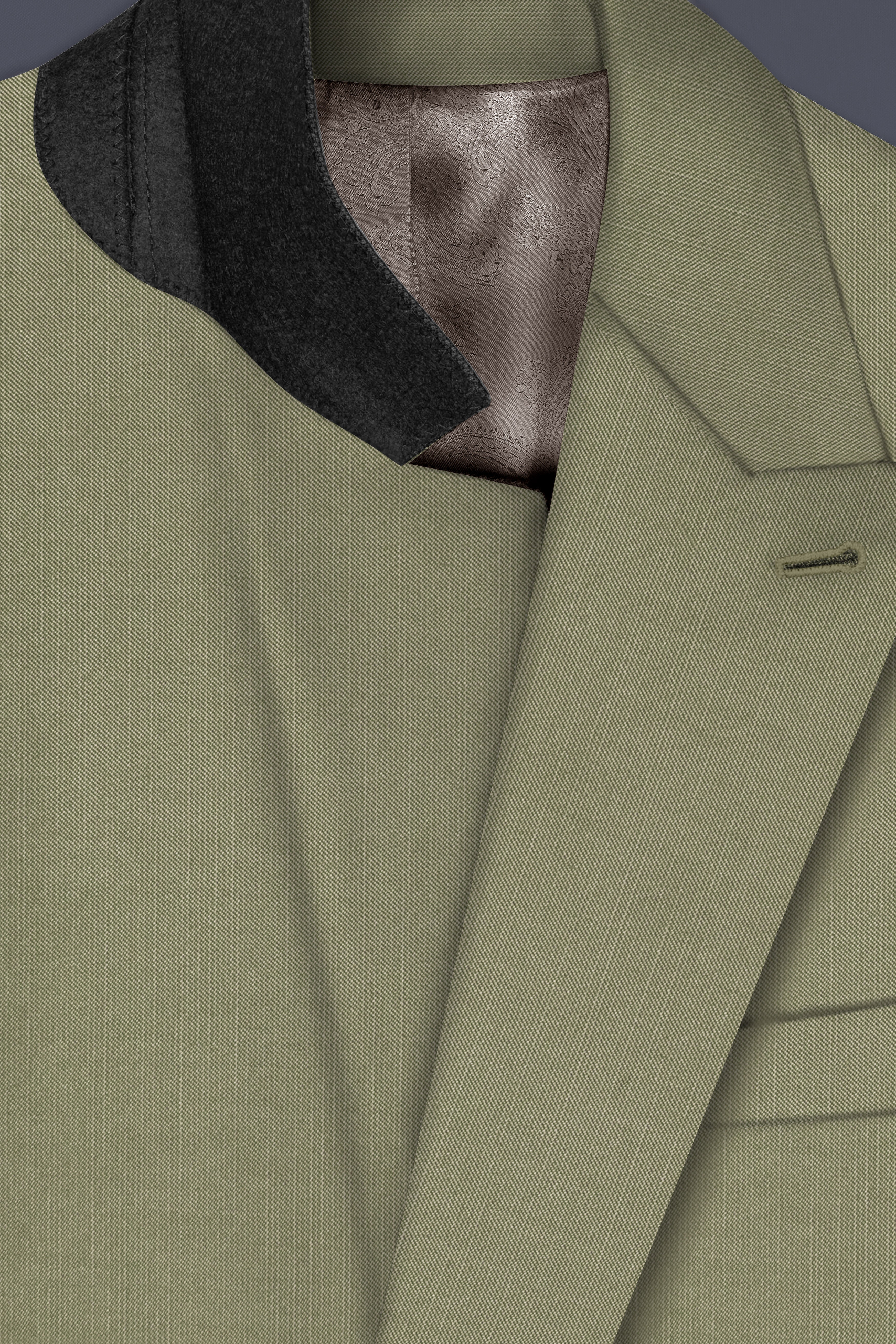 Citron-Lemon Grass Green Solid Wool Rich Double Breasted Slight Stretch Suit