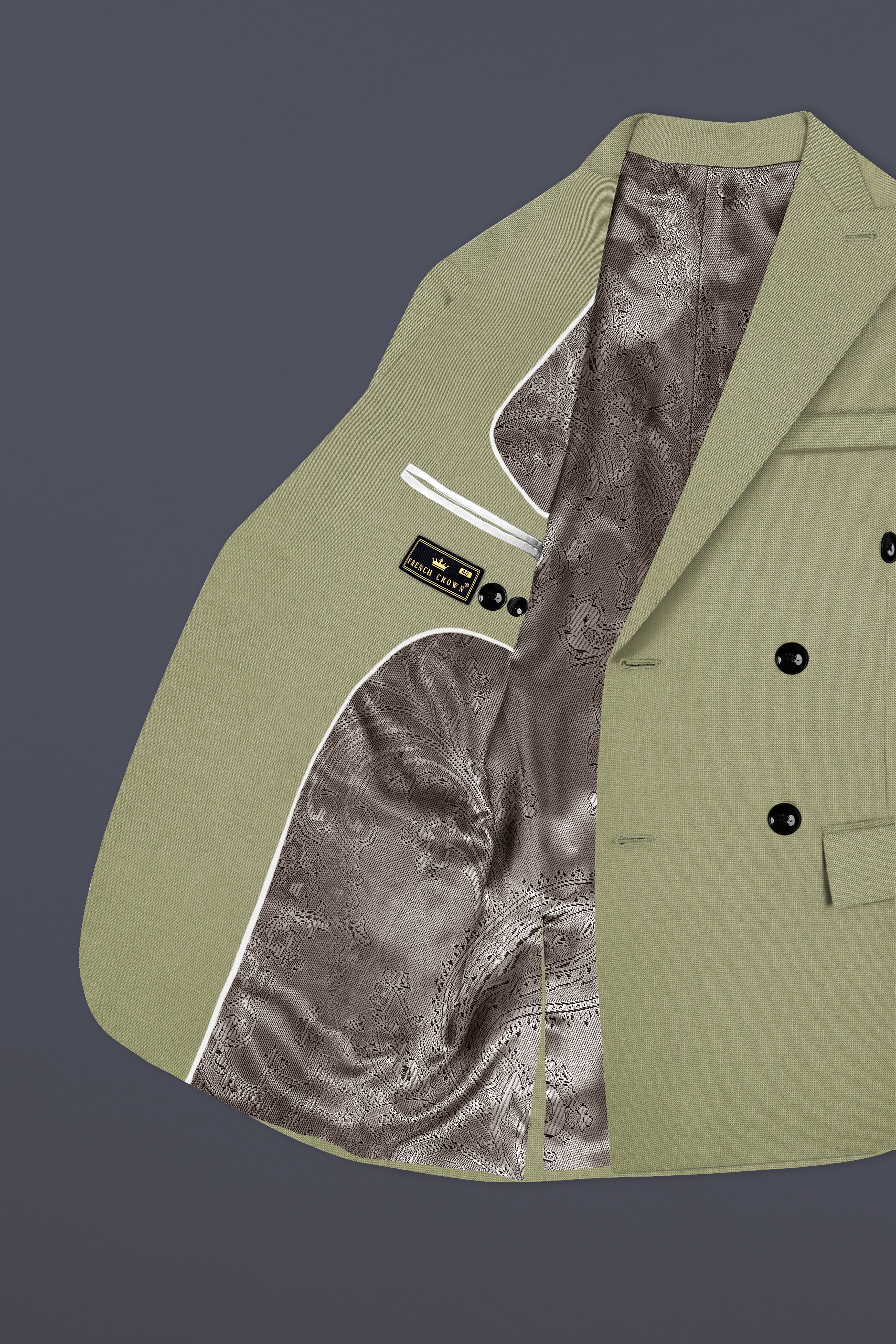 Citron-Lemon Grass Green Solid Wool Rich Double Breasted Slight Stretch Suit