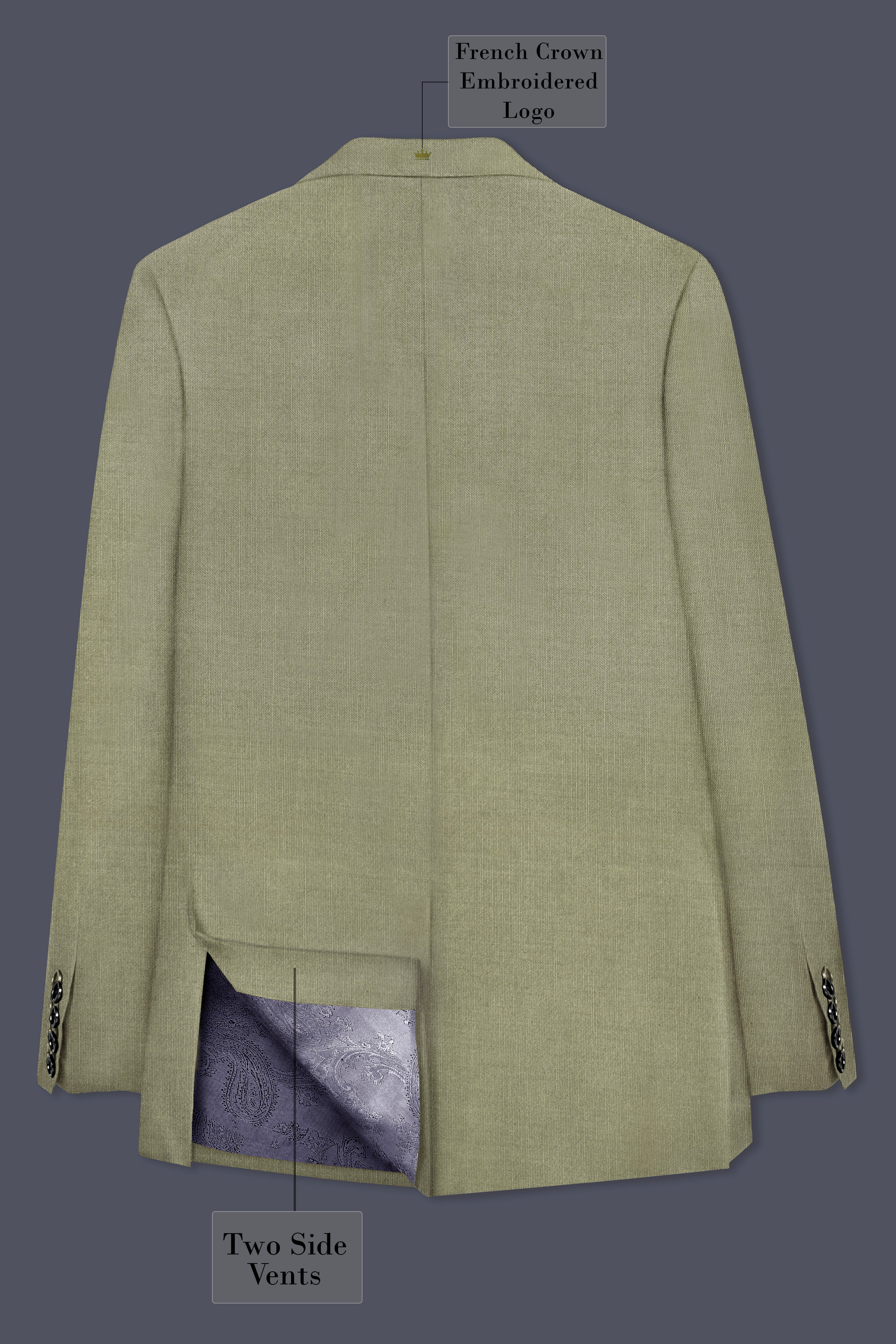 Citron-Lemon Grass Green Solid Wool Rich Double Breasted Slight Stretch Suit