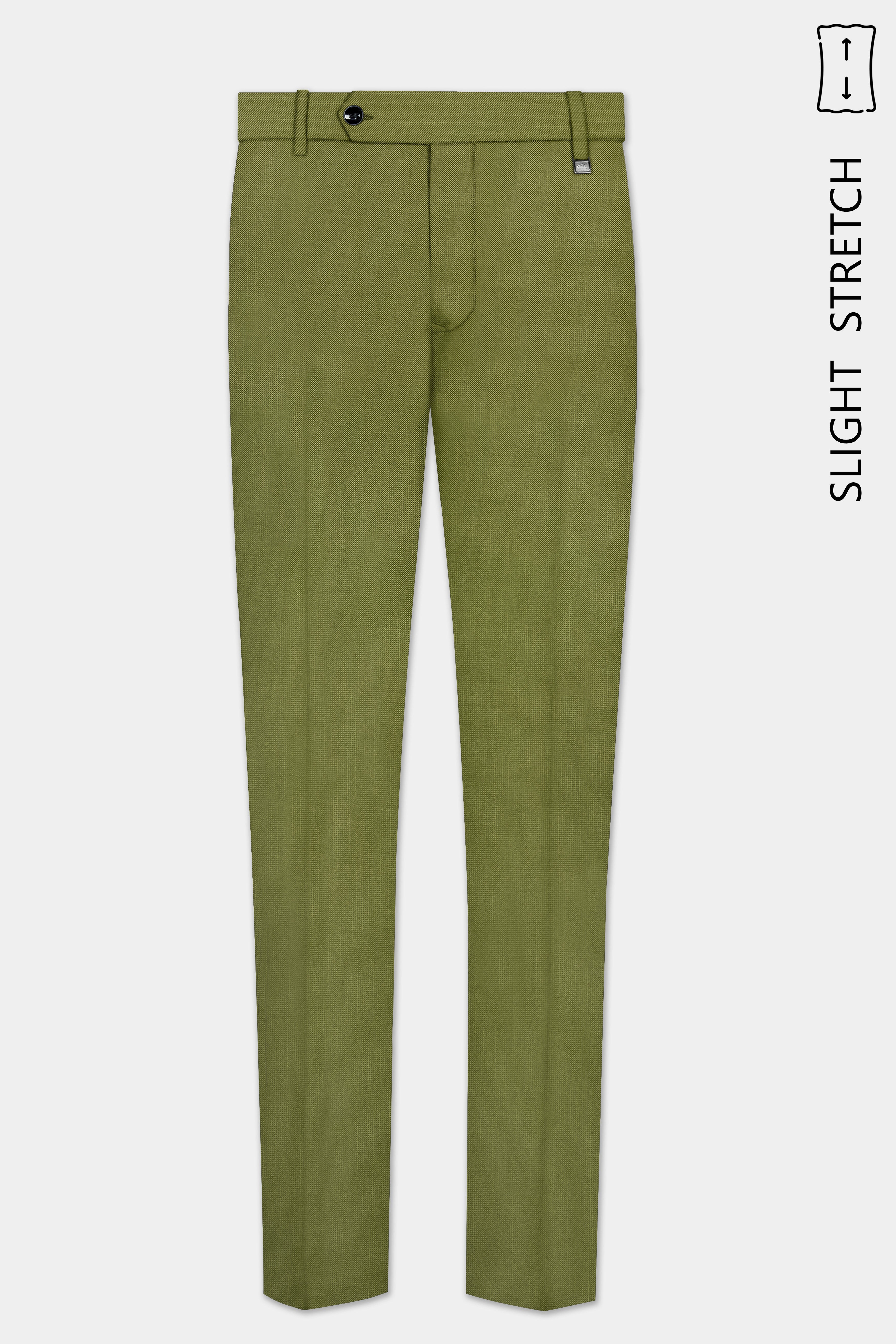 Glade-Muddy Green Solid Wool Rich Double Breasted Slight Stretch Suit