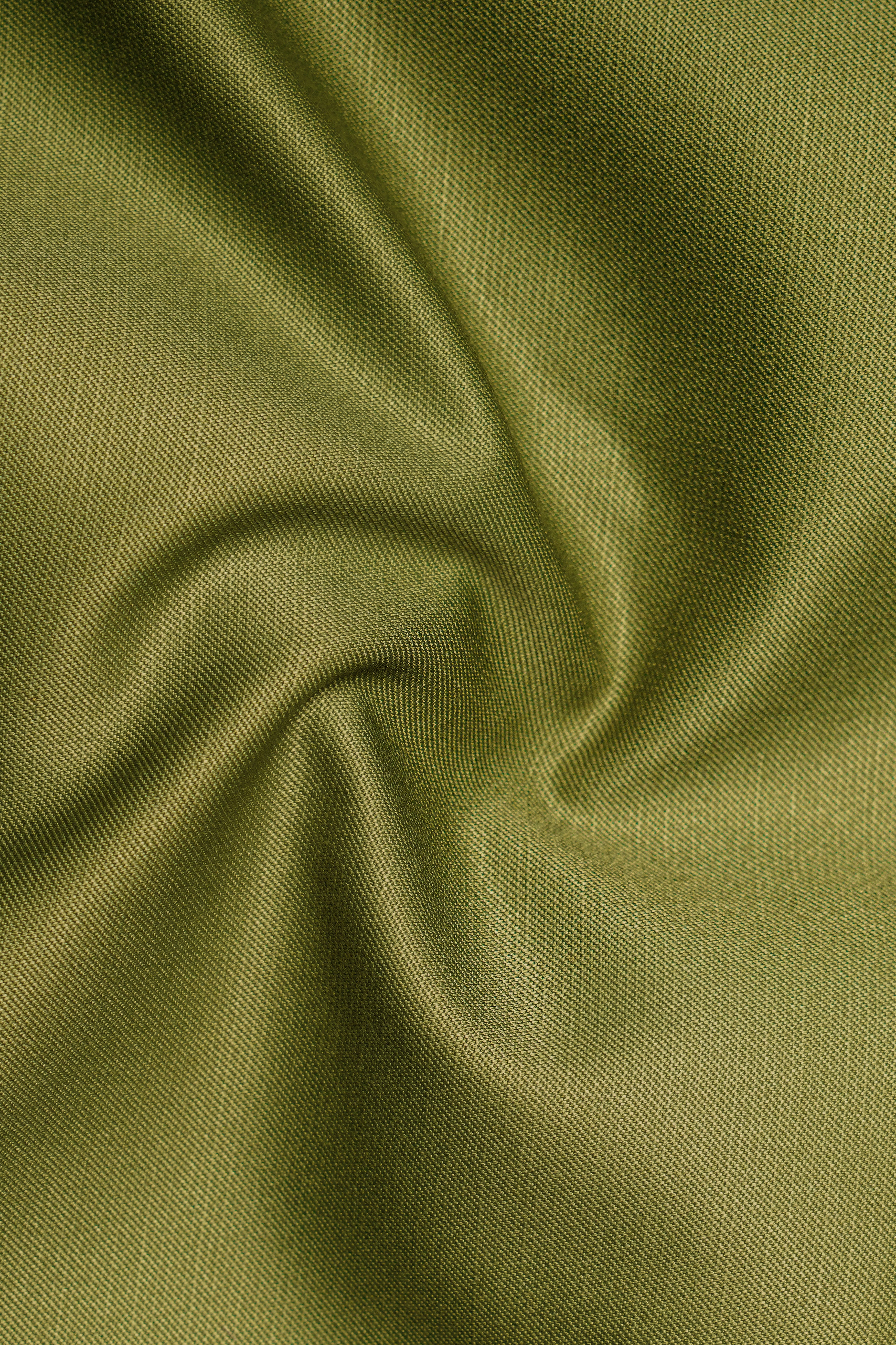 Glade-Muddy Green Solid Wool Rich Double Breasted Stretchable Traveler Suit