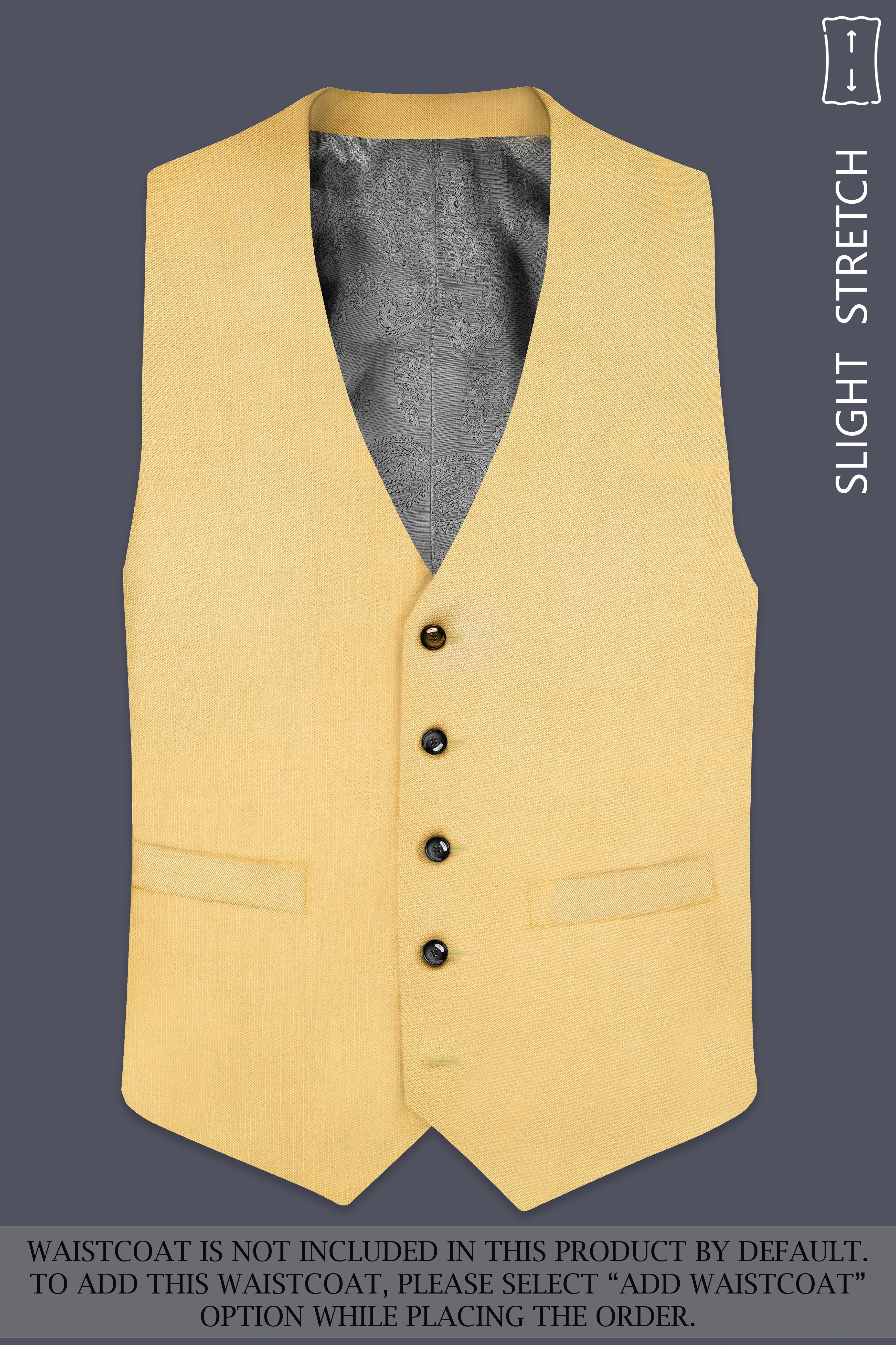 Saffron-Harvest Yellow Solid Wool Rich Double Breasted Slight Stretch Suit