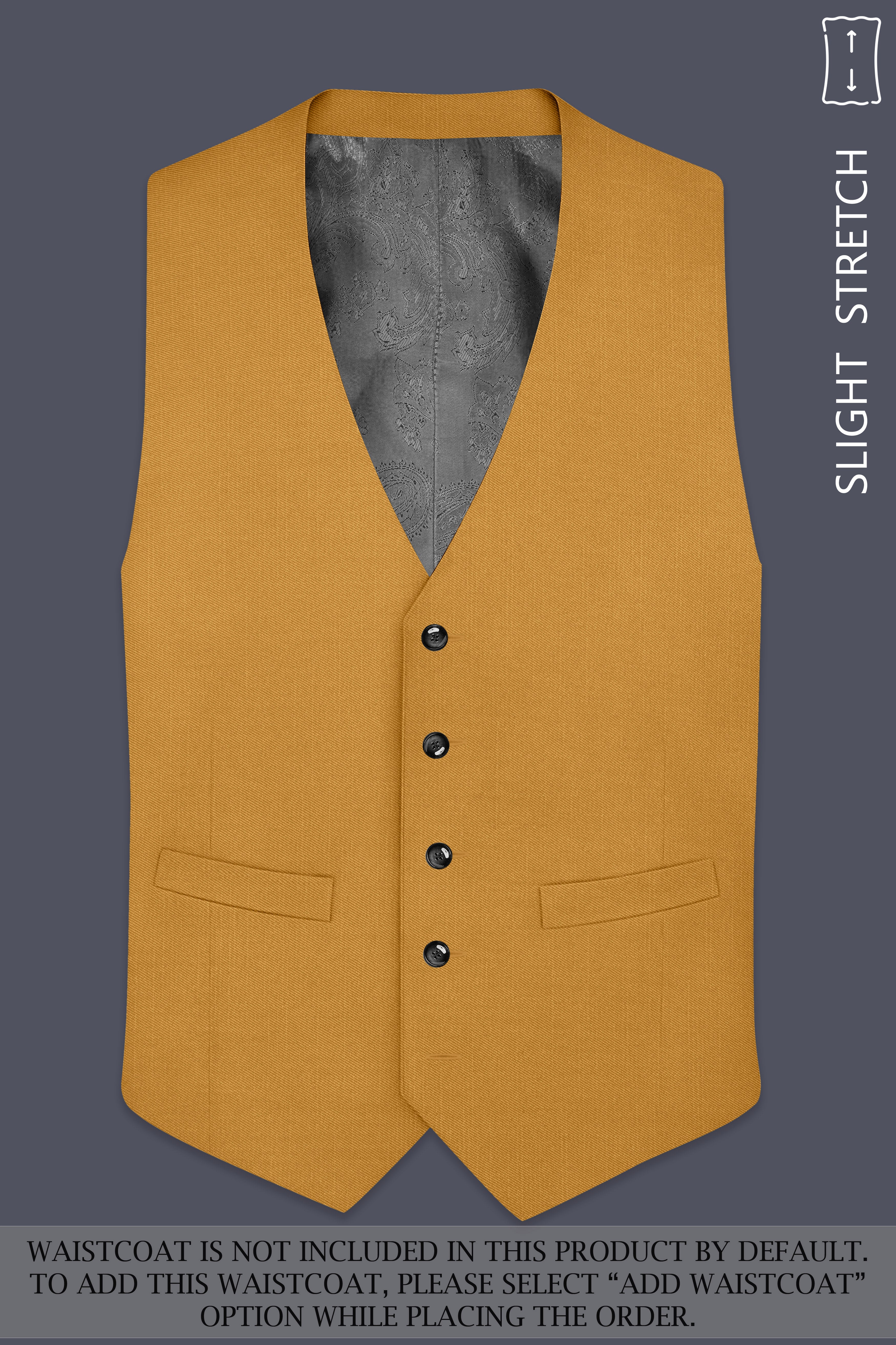 Saffron-Harvest Yellow Solid Wool Rich Double Breasted Slight Stretch Suit