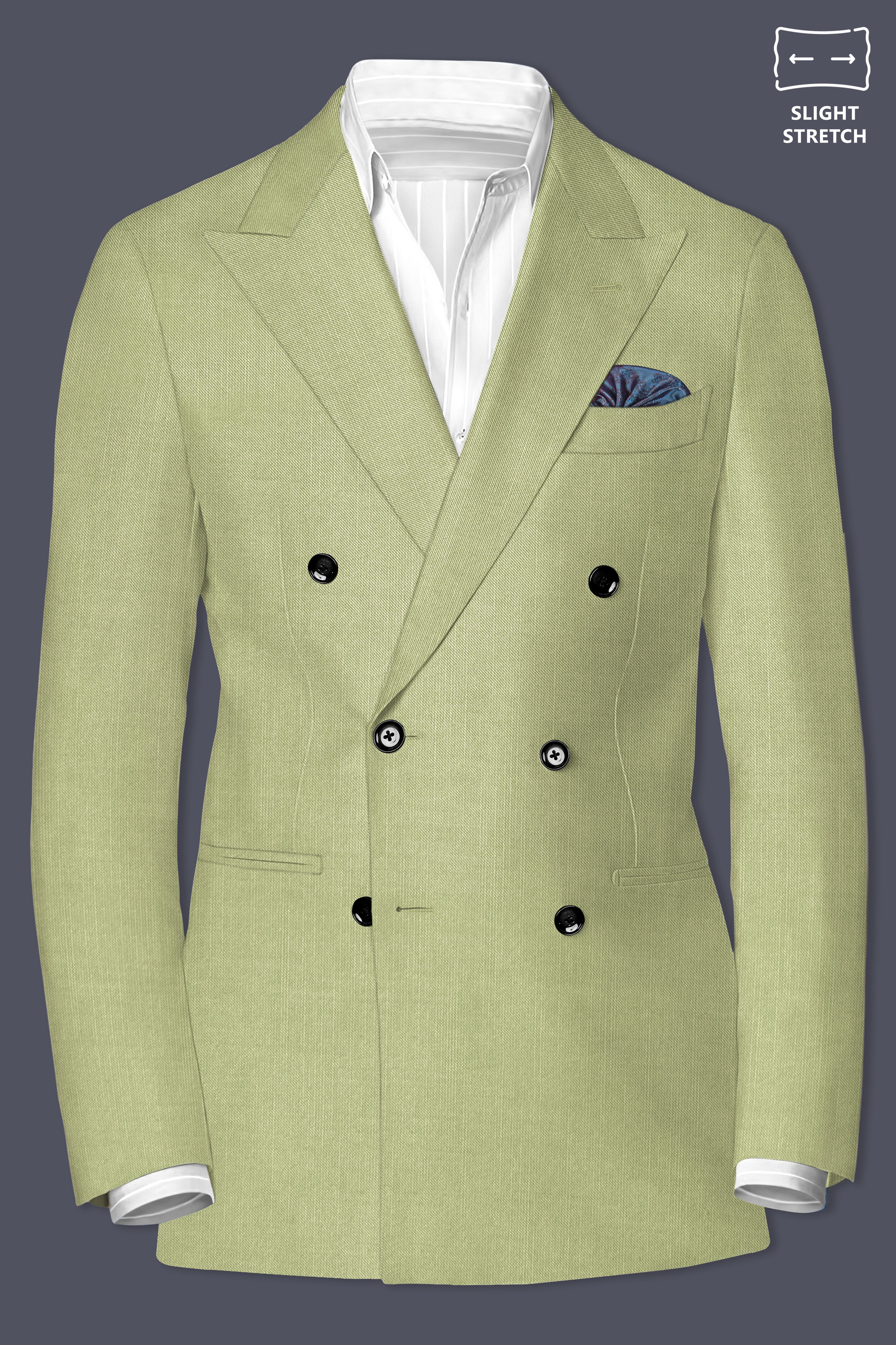 Marsh-Swamp Green Solid Wool Rich Double Breasted Slight Stretch Suit
