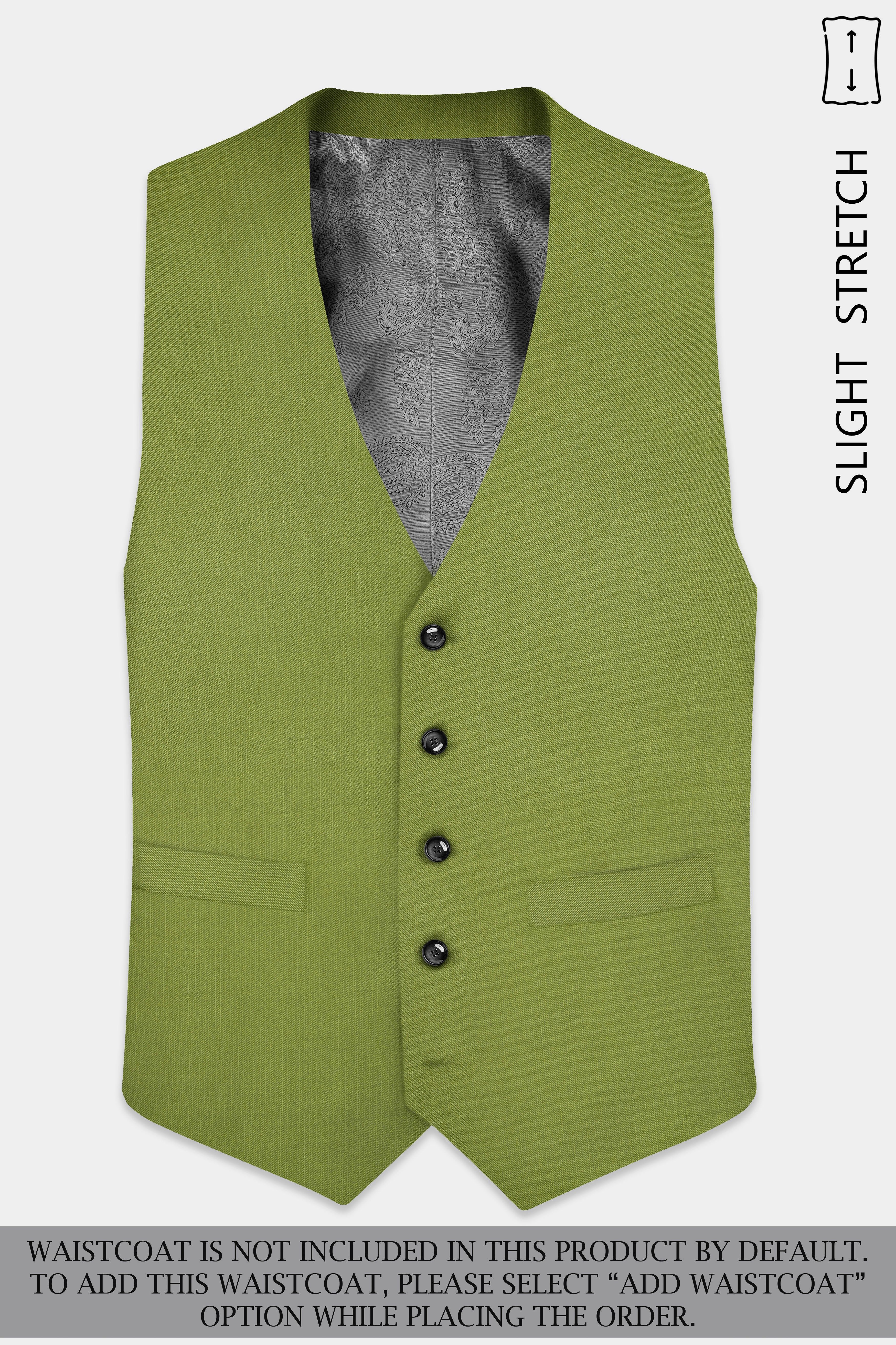 Pistachio-Wasabi Green Solid Wool Rich Double Breasted Slight Stretch Suit