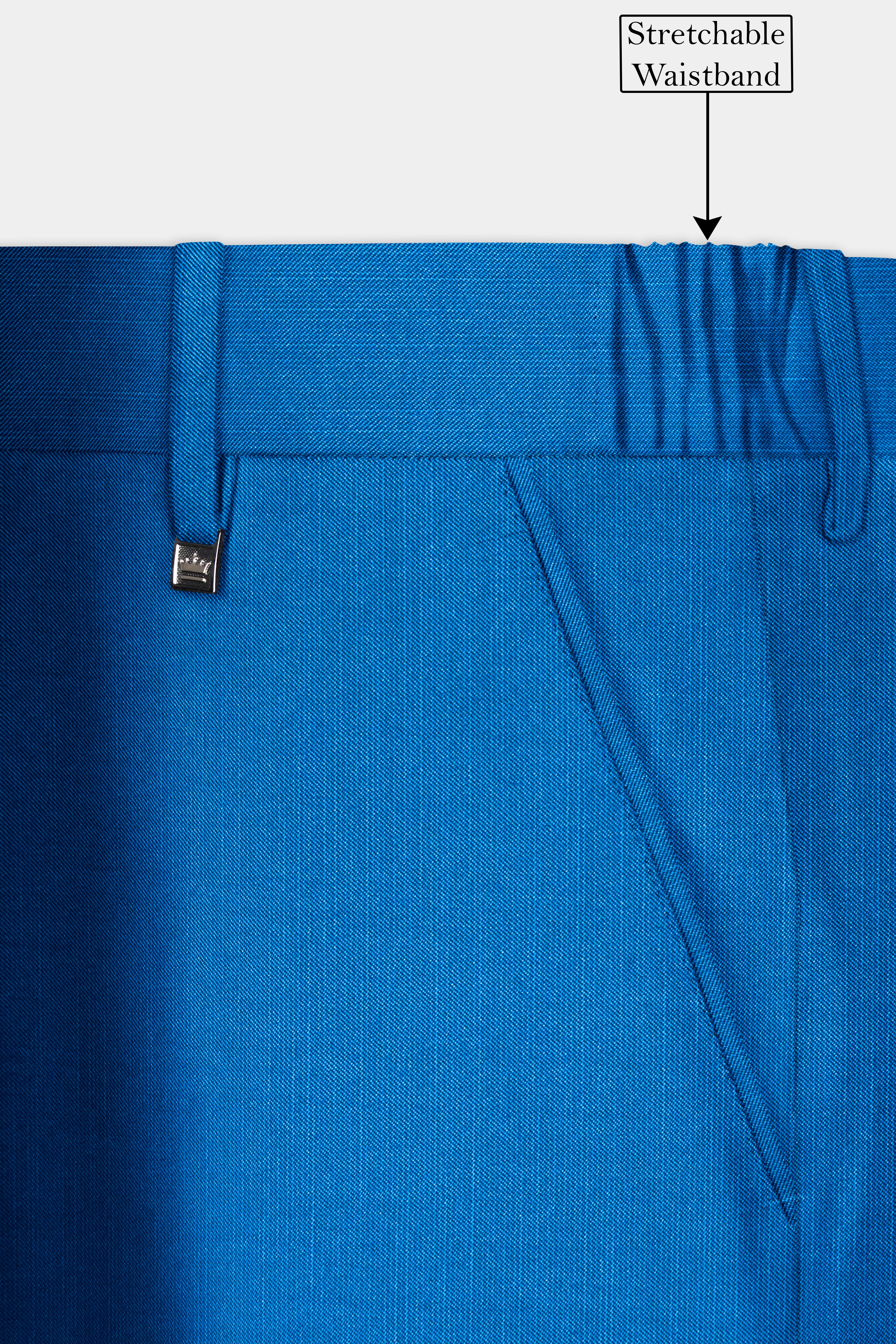 Azure-Venice Blue Solid Wool Rich Double Breasted Stretchable Traveler Suit