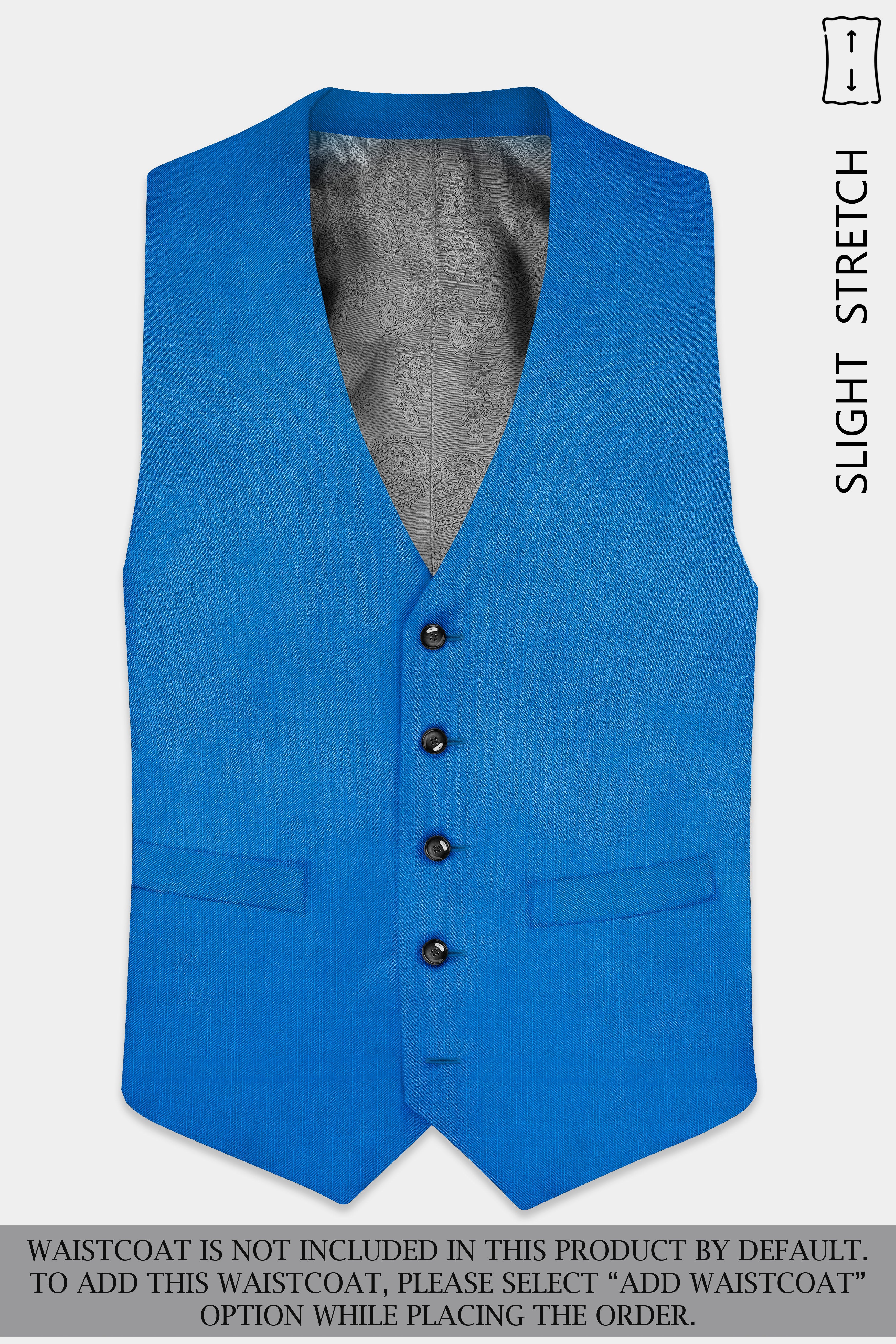 Azure-Venice Blue Solid Wool Rich Double Breasted Slight Stretch Suit