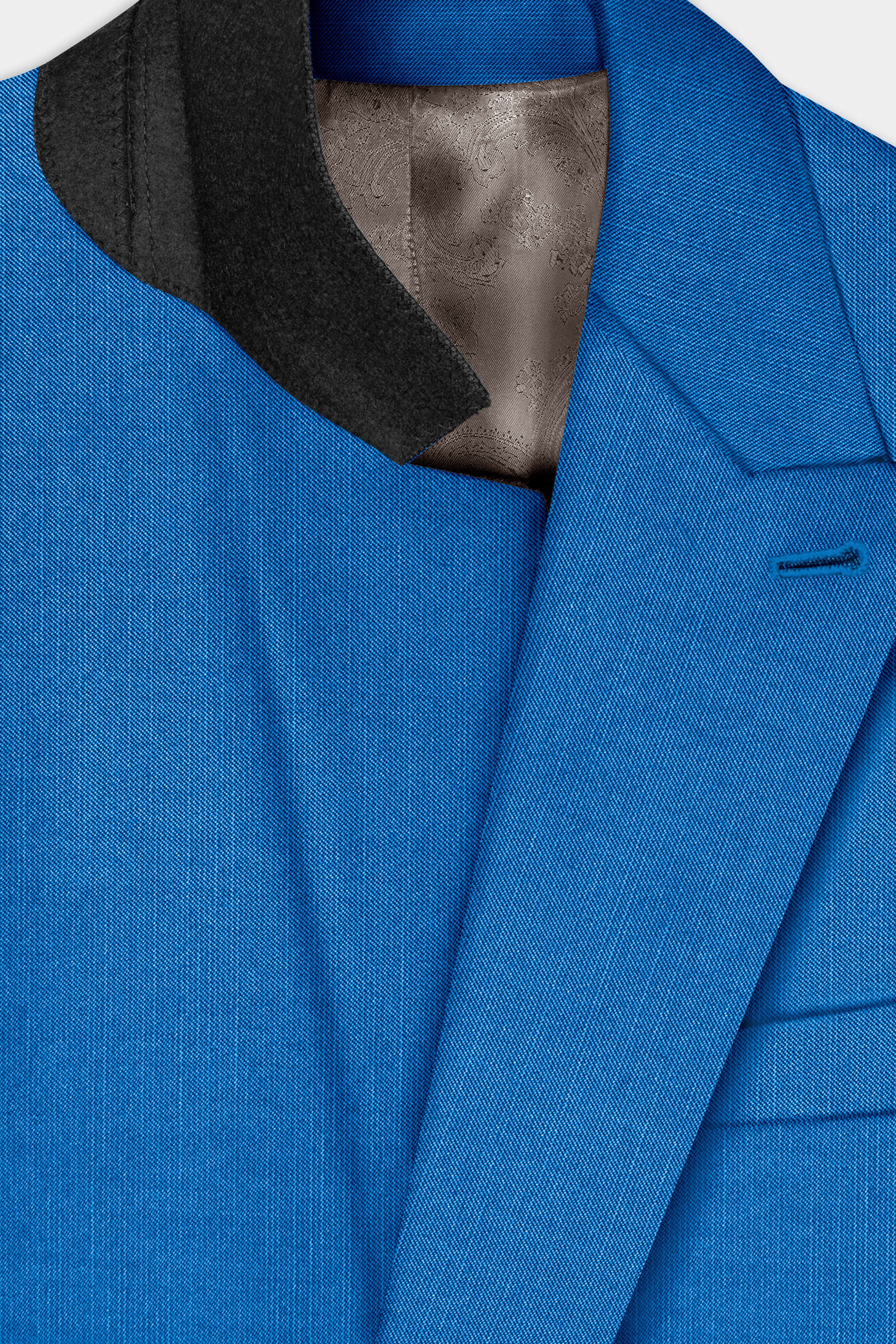 Azure-Venice Blue Solid Wool Rich Double Breasted Slight Stretch Suit