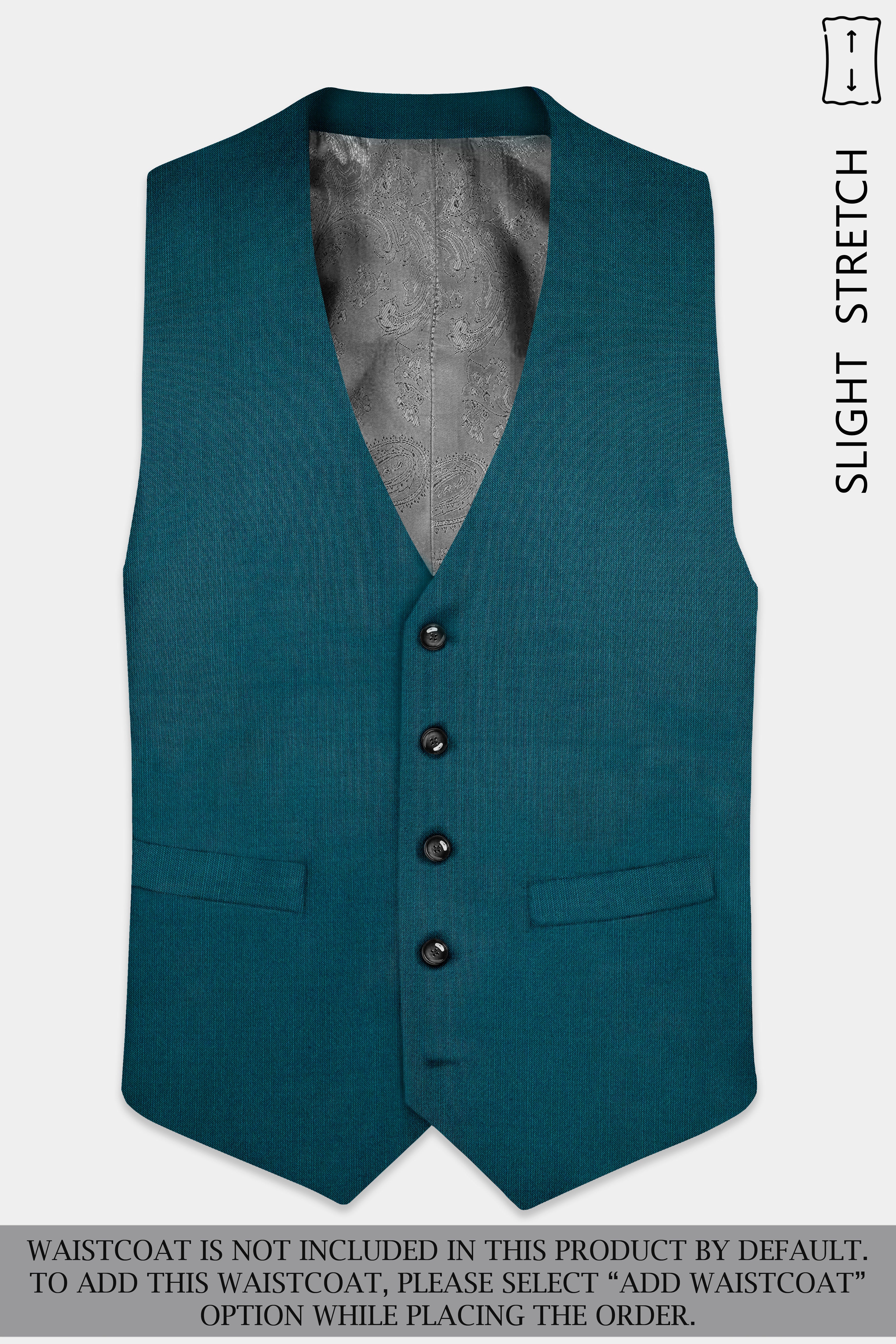 Sapphire-Peacock Blue Solid Wool Rich Double Breasted Slight Stretch Suit