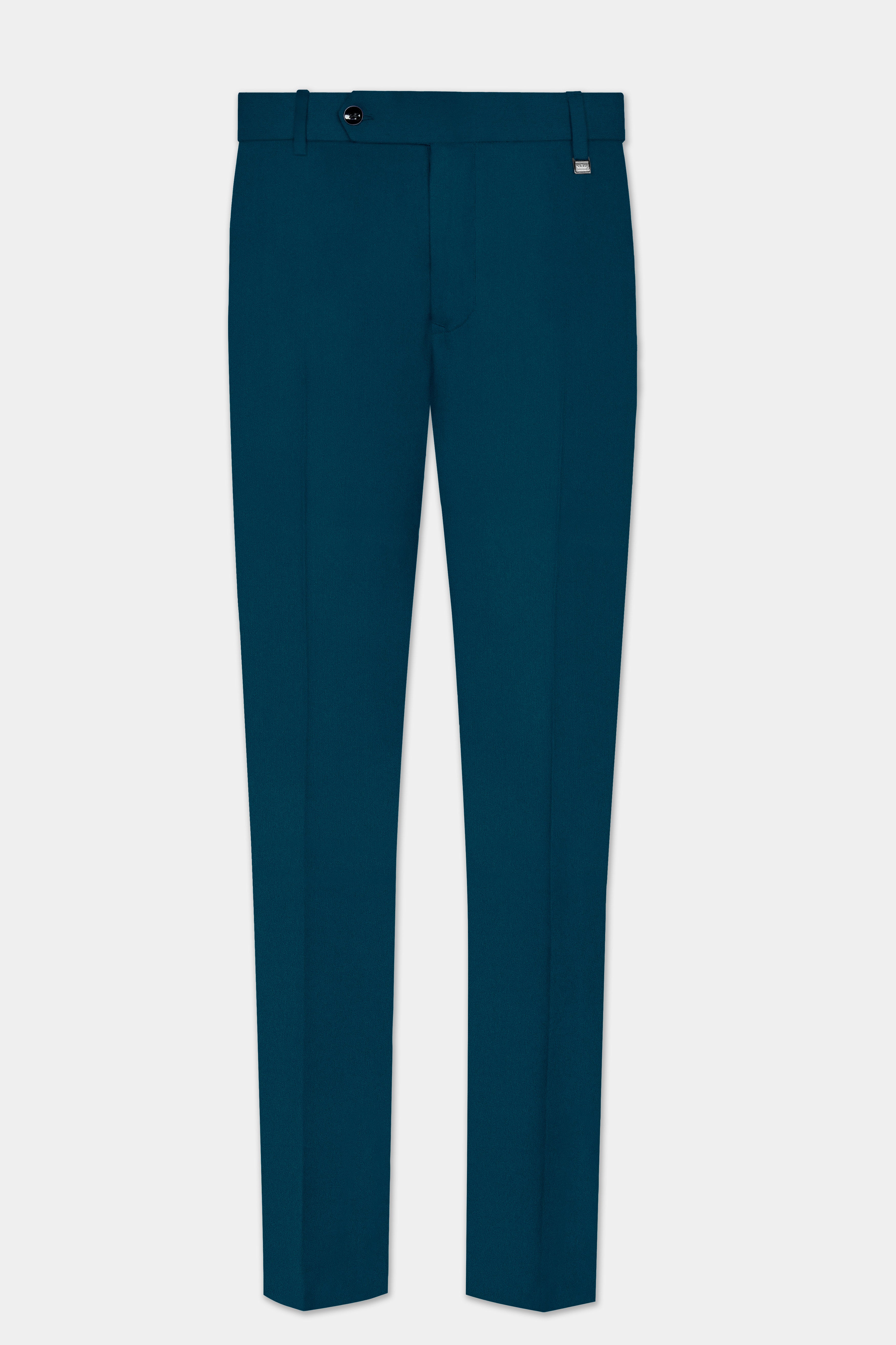 Prussian Blue Solid Wool Rich Tuxedo Stretchable traveler Suit