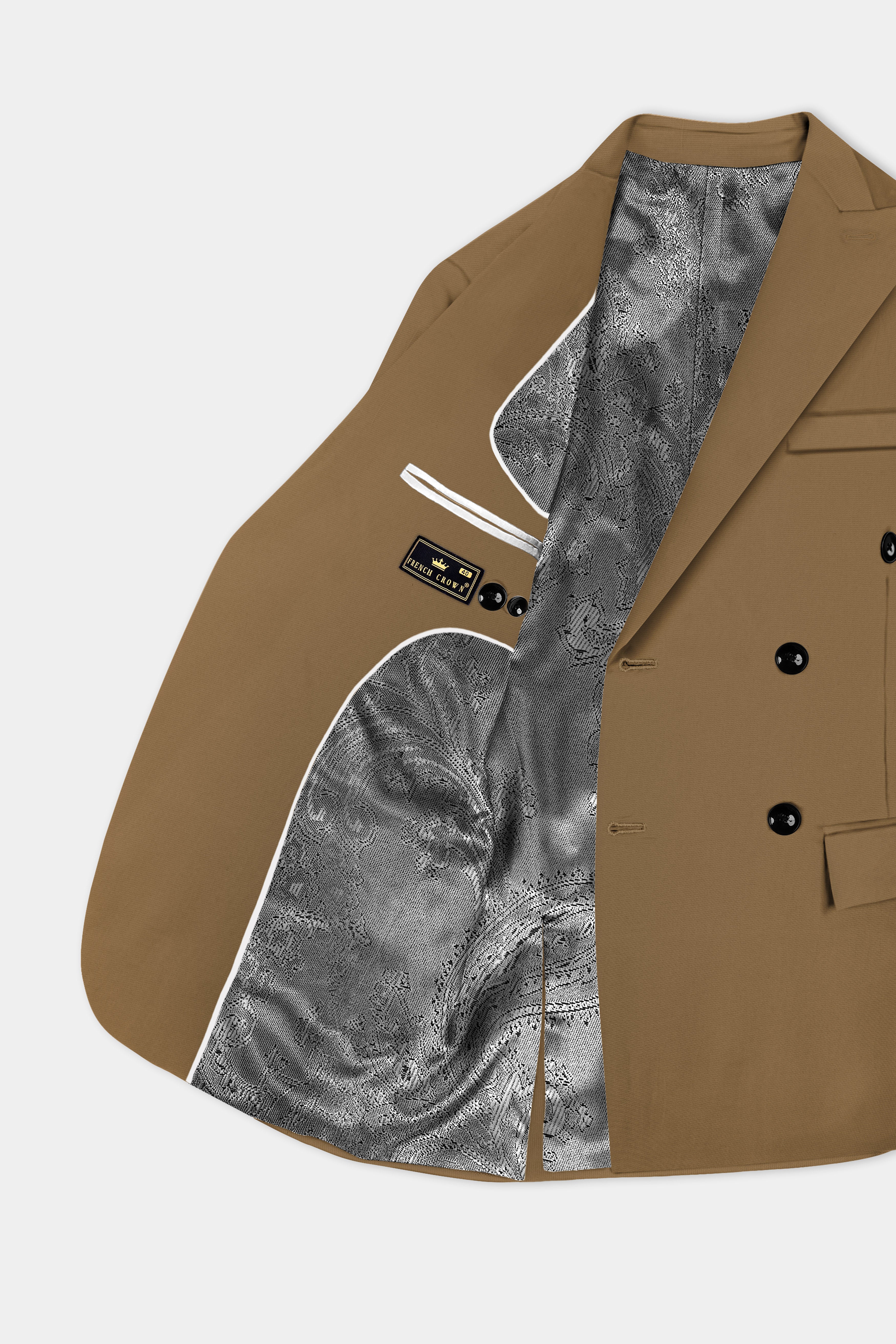 Roman Coffee Brown Solid Wool Rich Double Breasted Suit