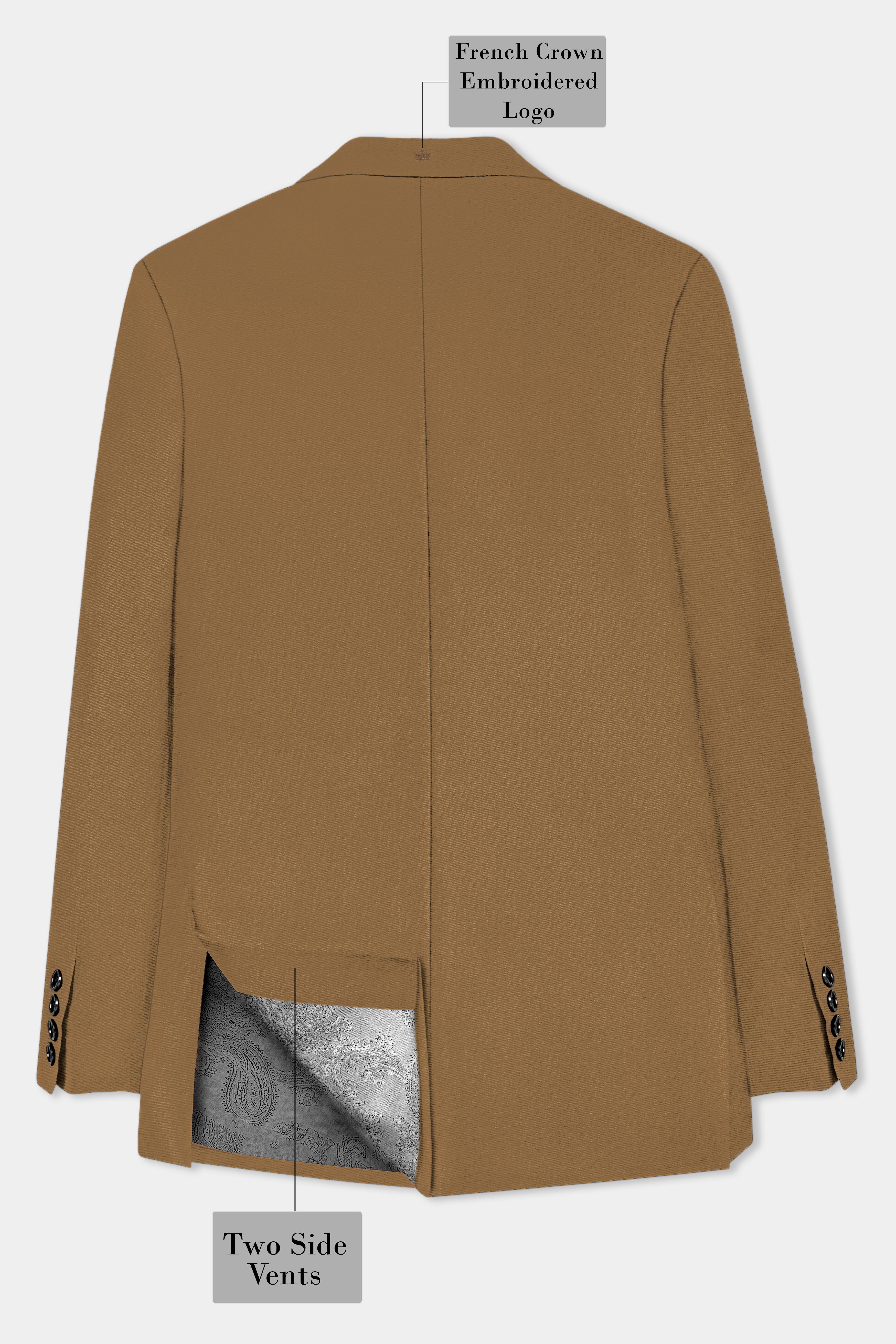 Roman Coffee Brown Solid Wool Rich Double Breasted Suit