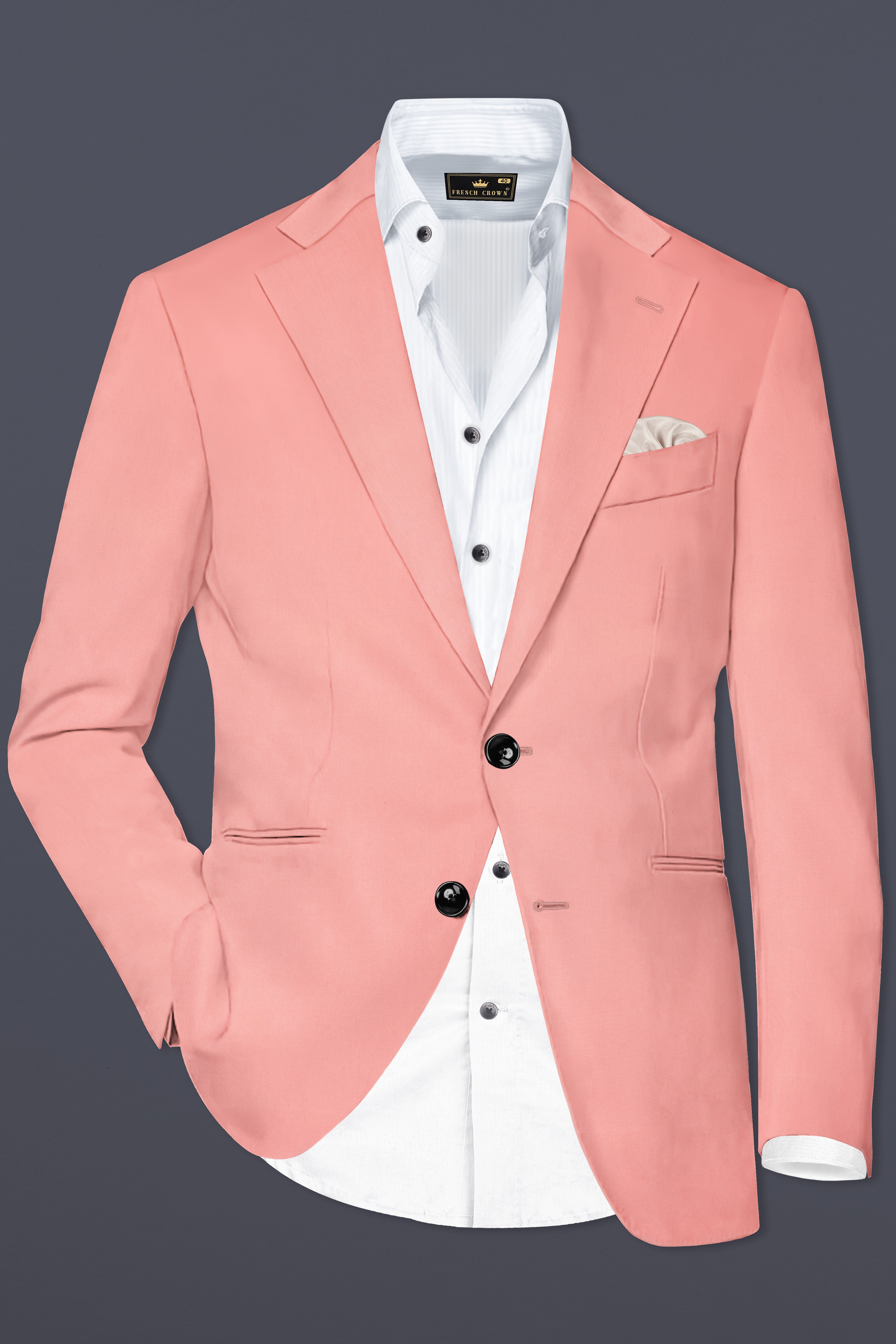 Flamingo Pink Solid Cotton Single Breasted Suit