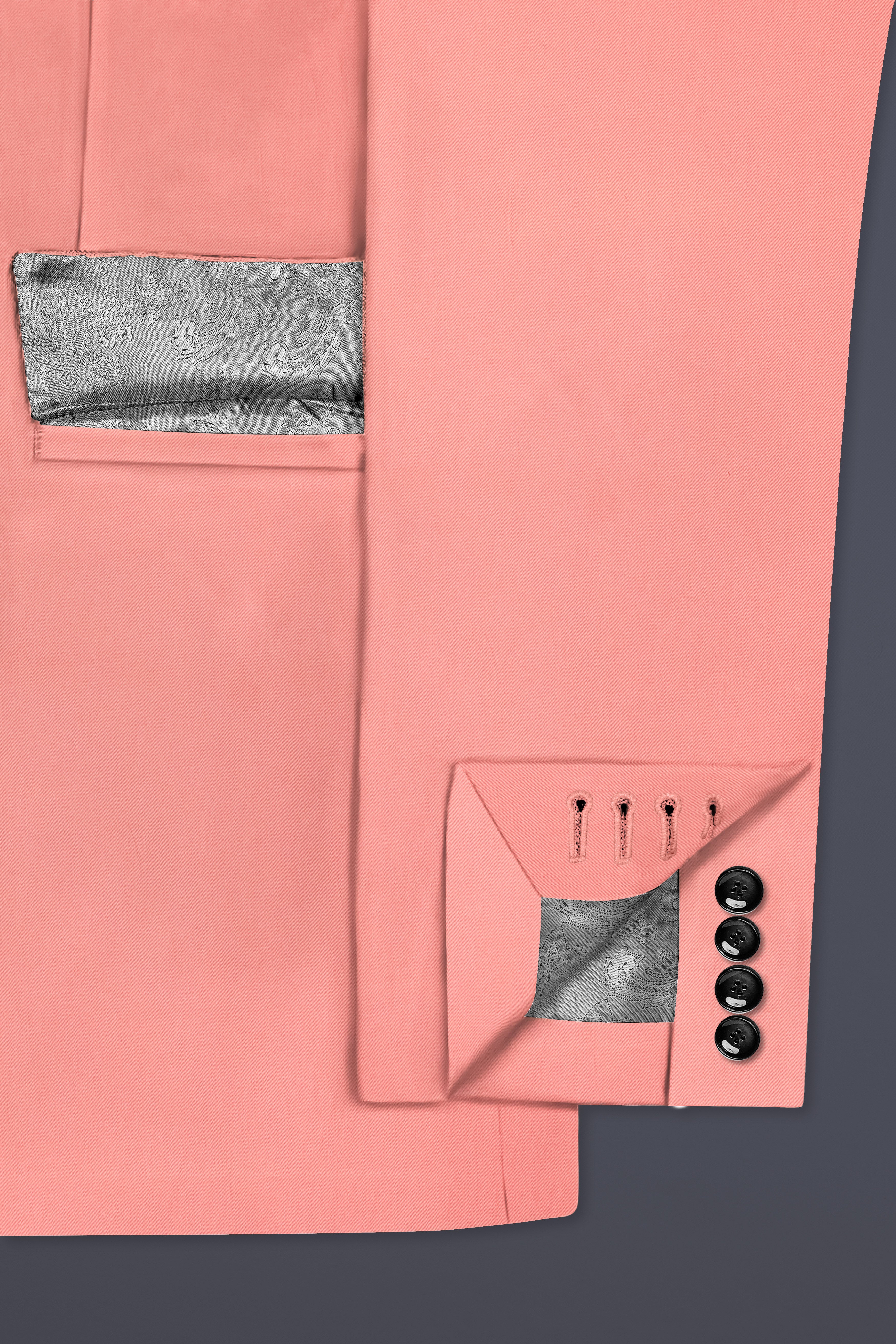 Flamingo Pink Solid Cotton Single Breasted Suit