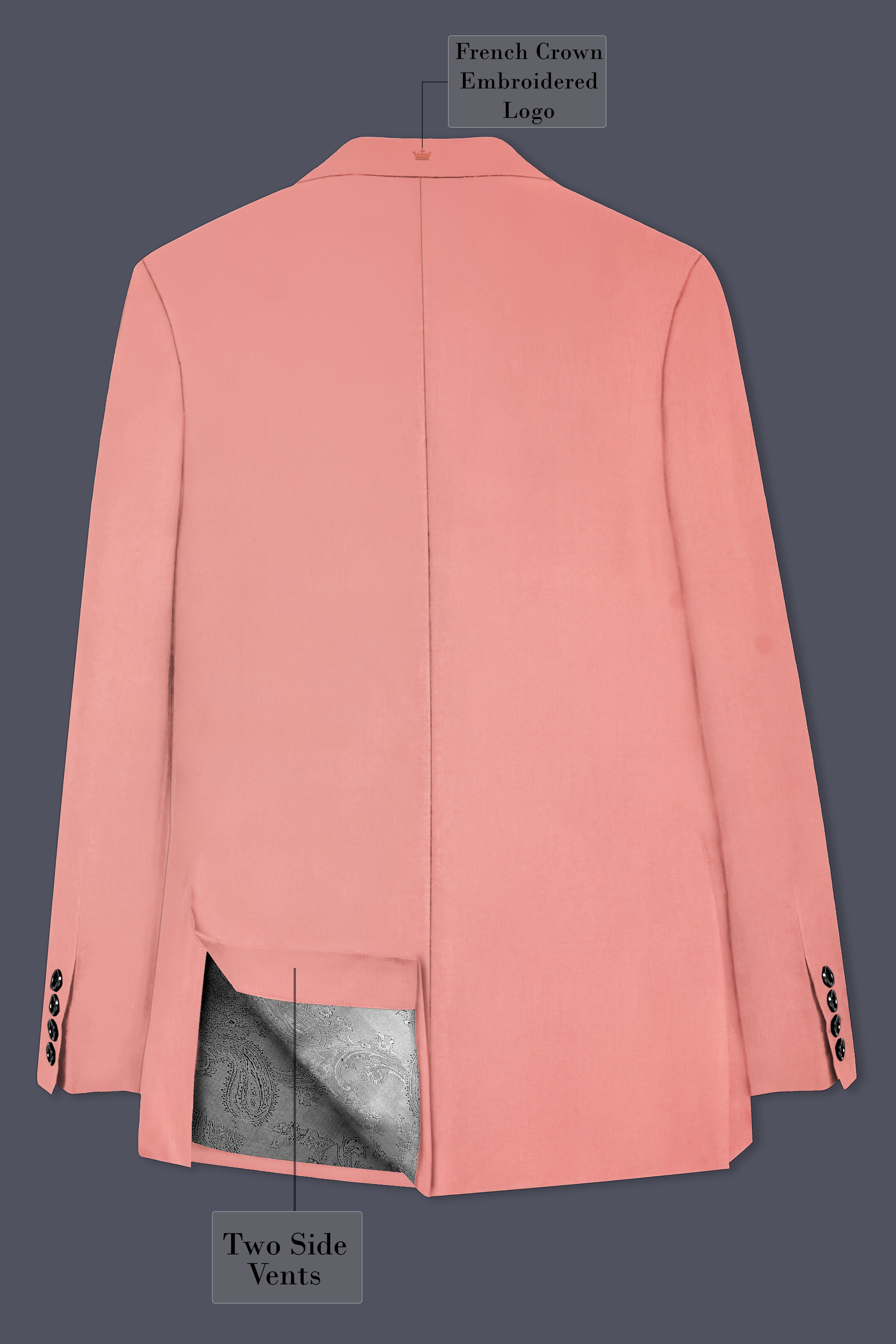 Flamingo Pink Solid Cotton Single Breasted Suit