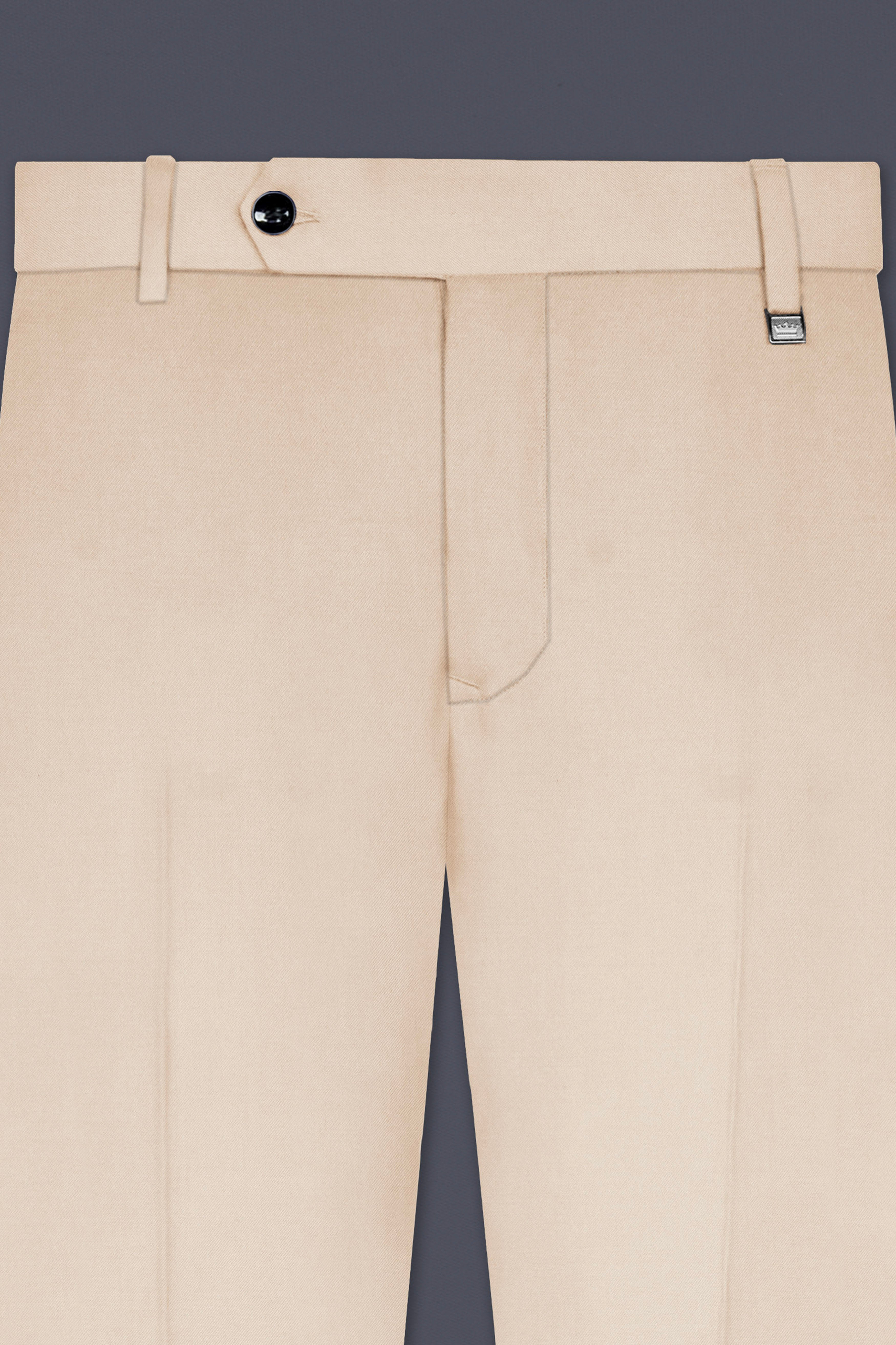 Almond Cream Solid Cotton Single Breasted Suit