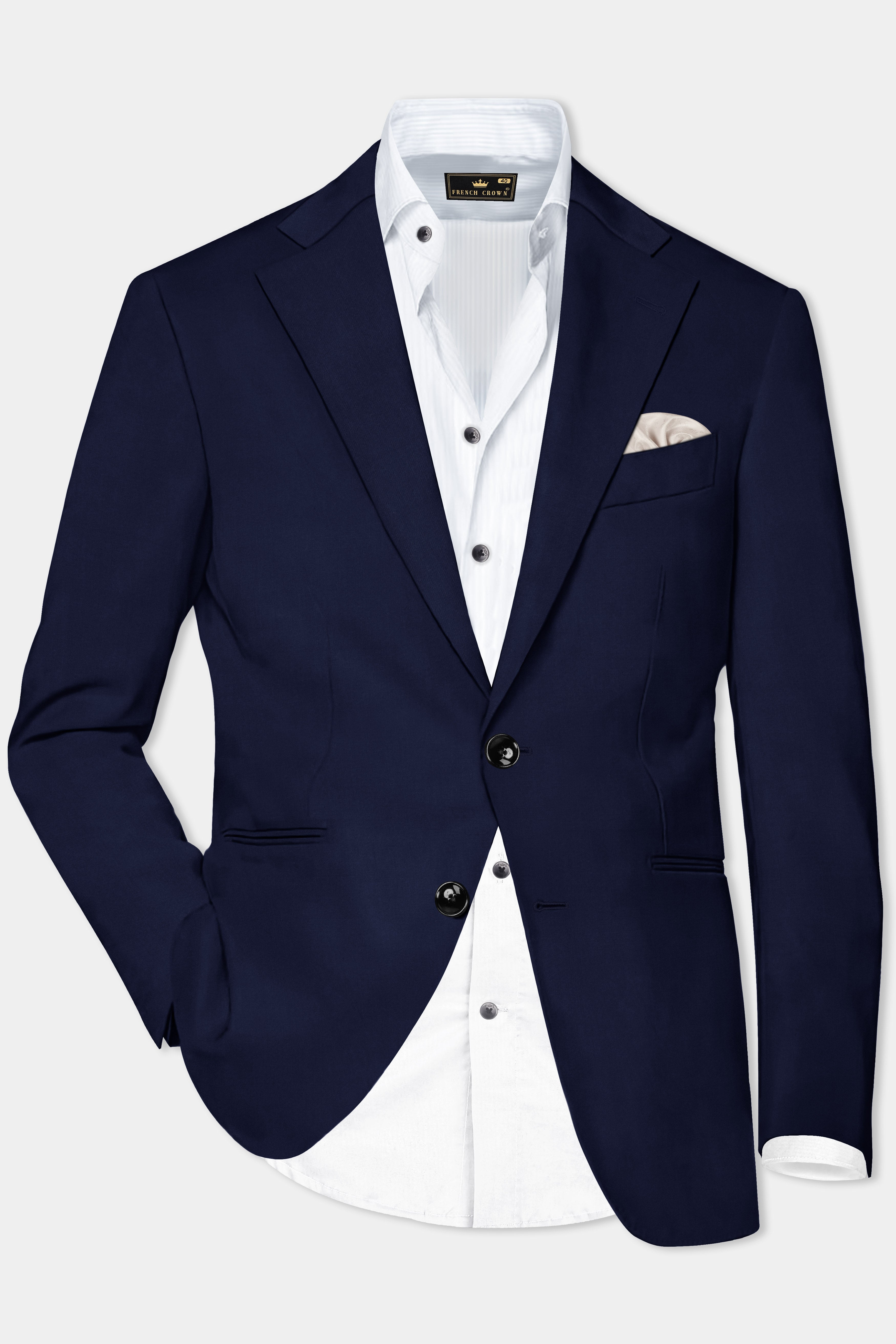 Cinder Blue Solid Cotton Single Breasted Suit