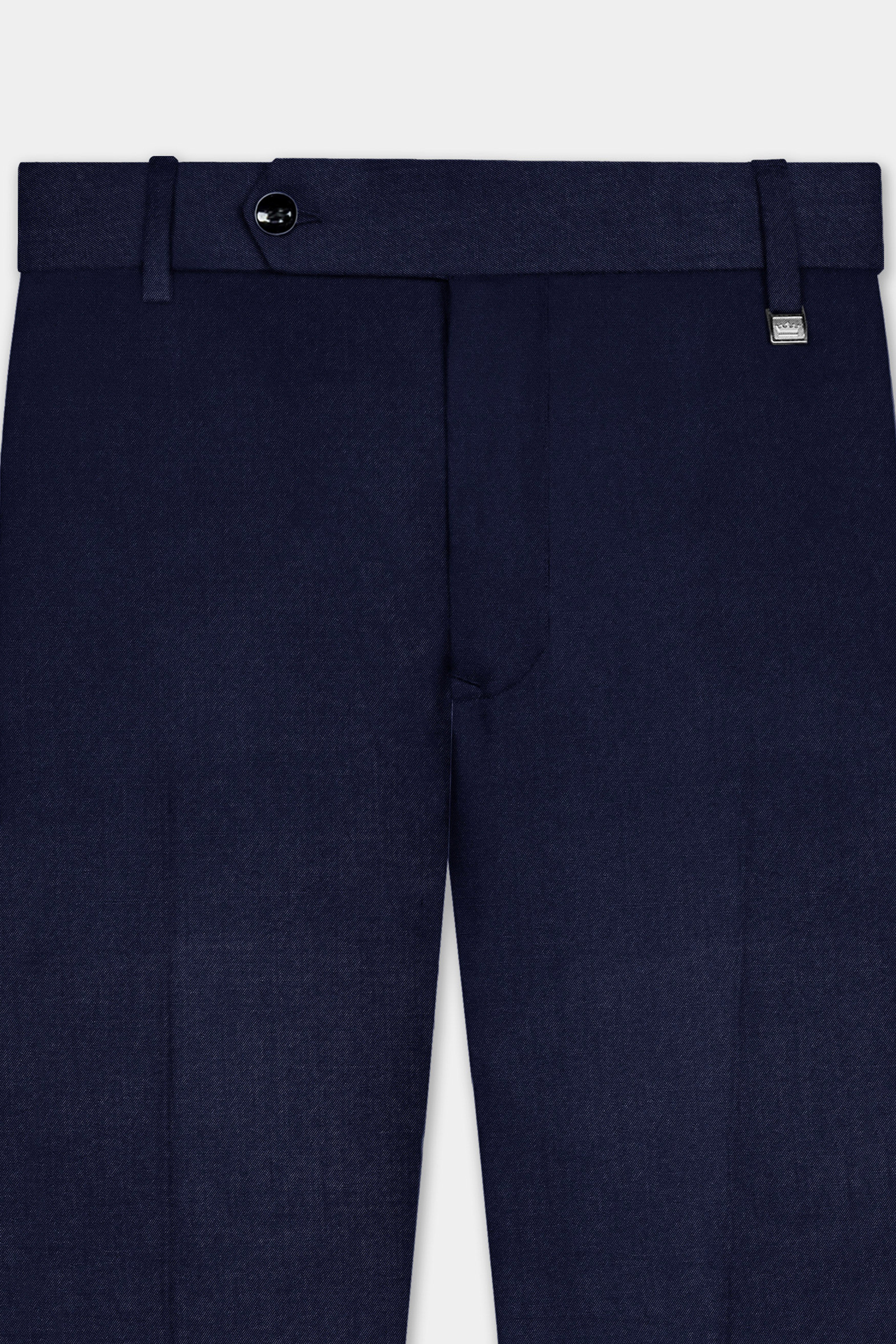 Cinder Blue Solid Cotton Single Breasted Suit