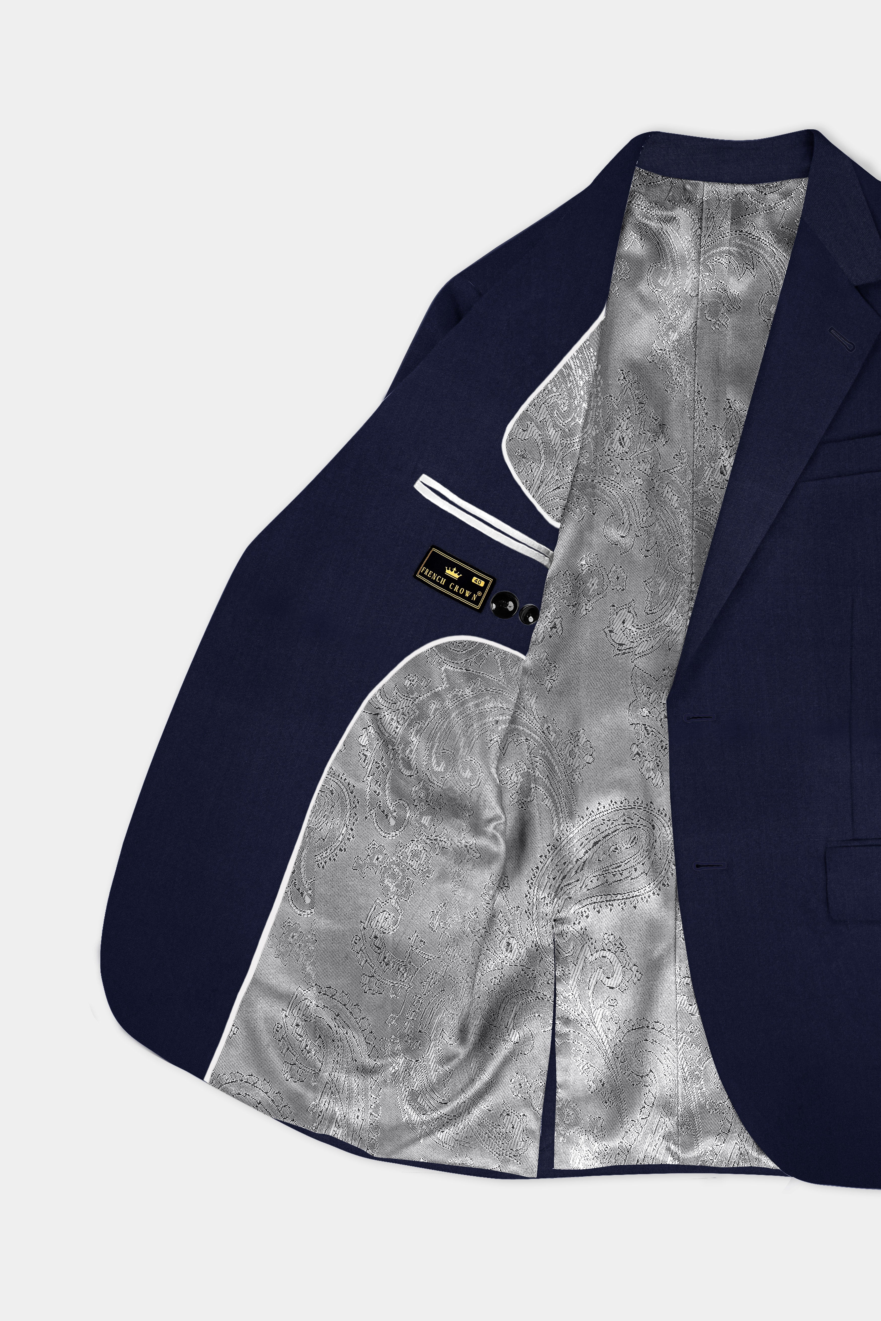 Cinder Blue Solid Cotton Single Breasted Suit
