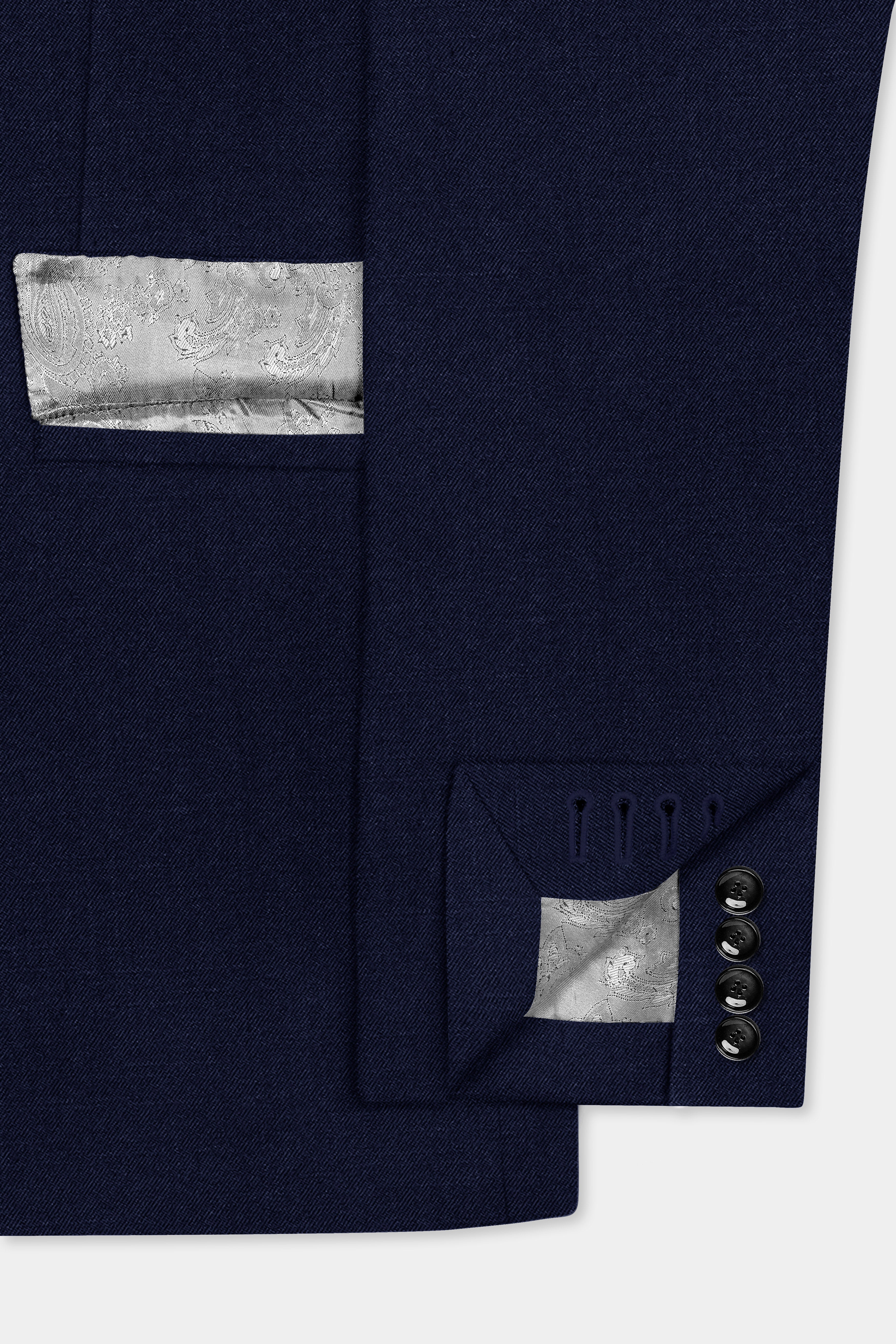 Cinder Blue Solid Cotton Single Breasted Suit