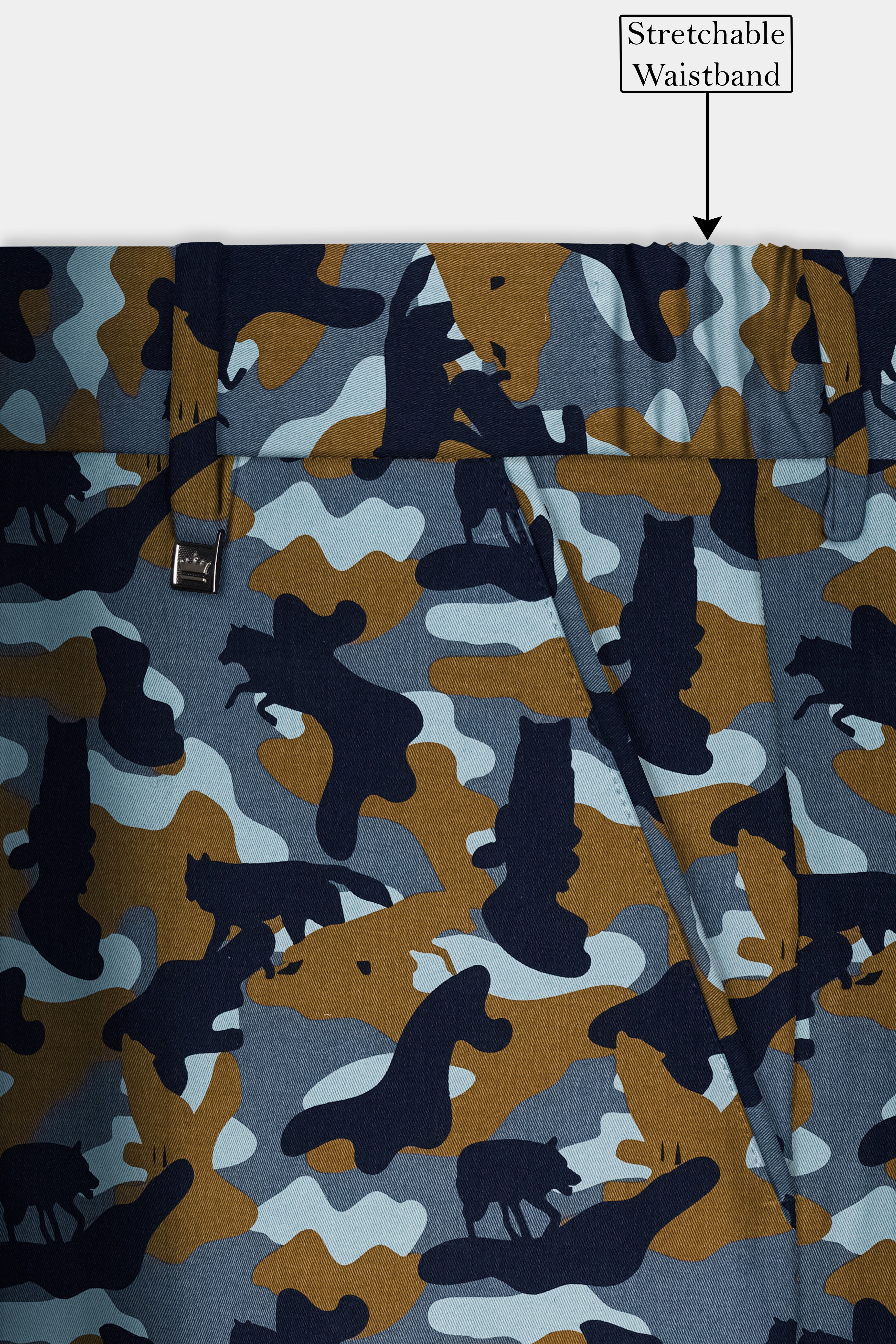 Martinique Blue And Irish Brown Camouflage Printed Single Breasted Suit