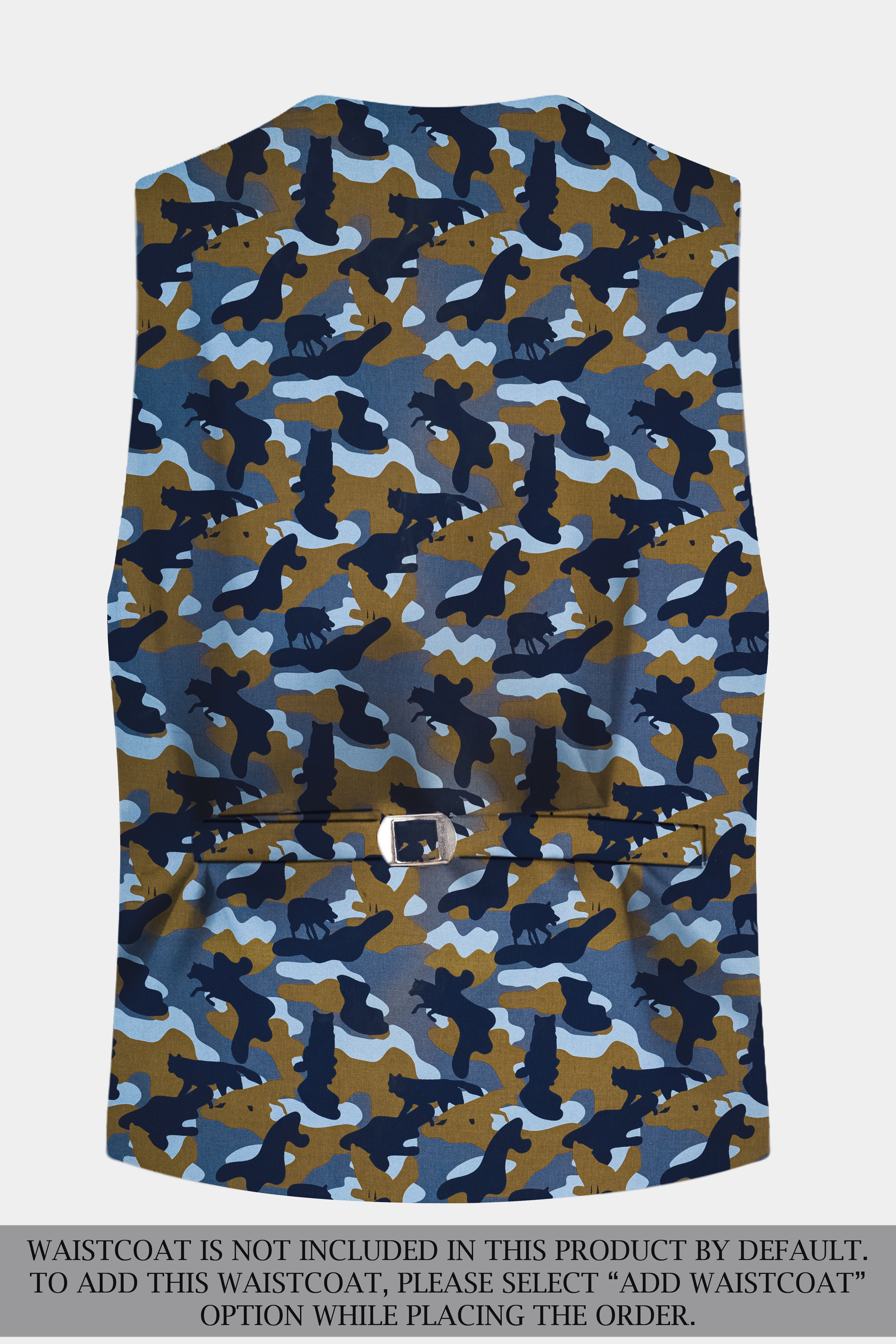Martinique Blue And Irish Brown Camouflage Printed Single Breasted Suit