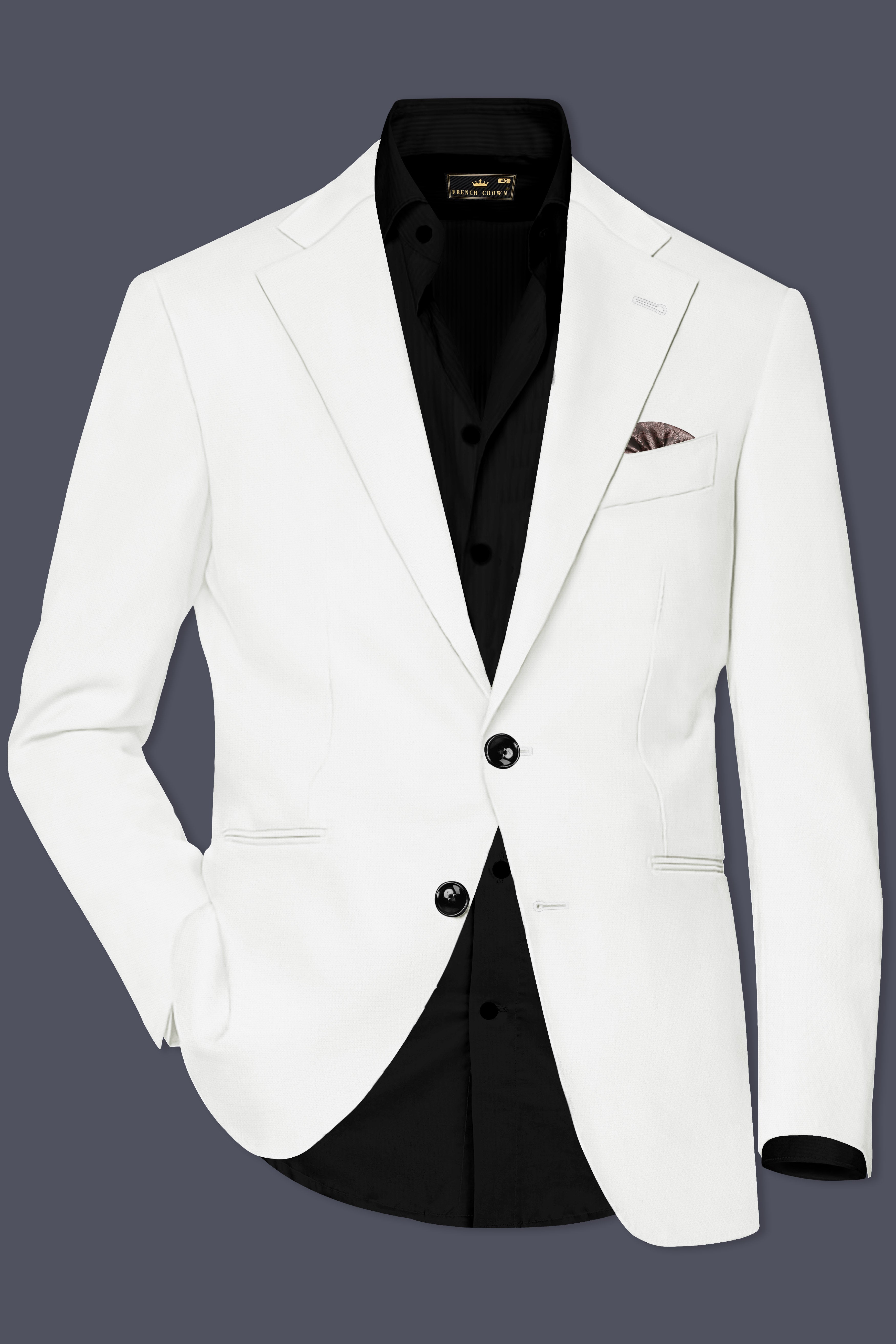 Merino Cream Solid Cotton Single Breasted Suit