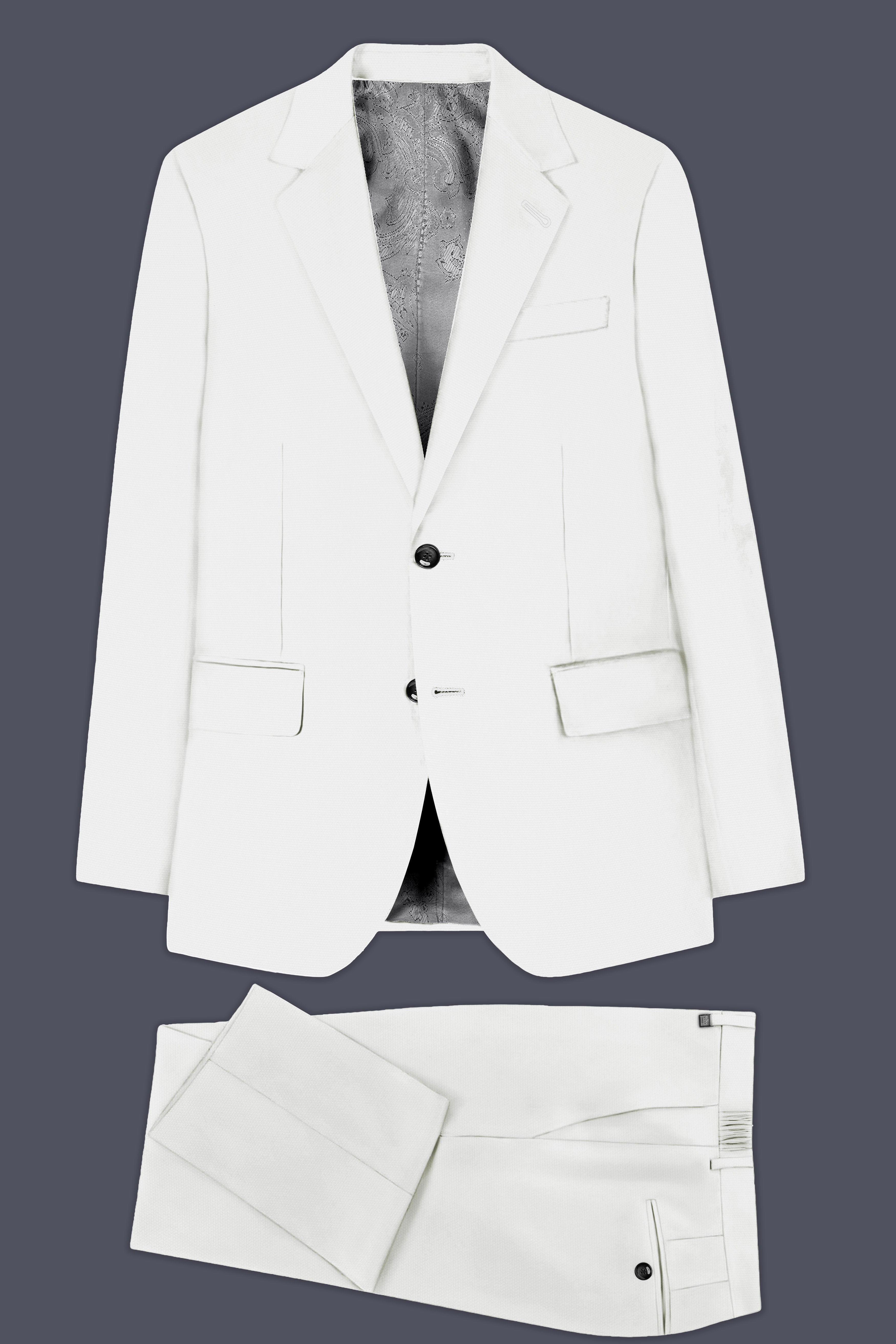 Merino Cream Solid Cotton Single Breasted Suit