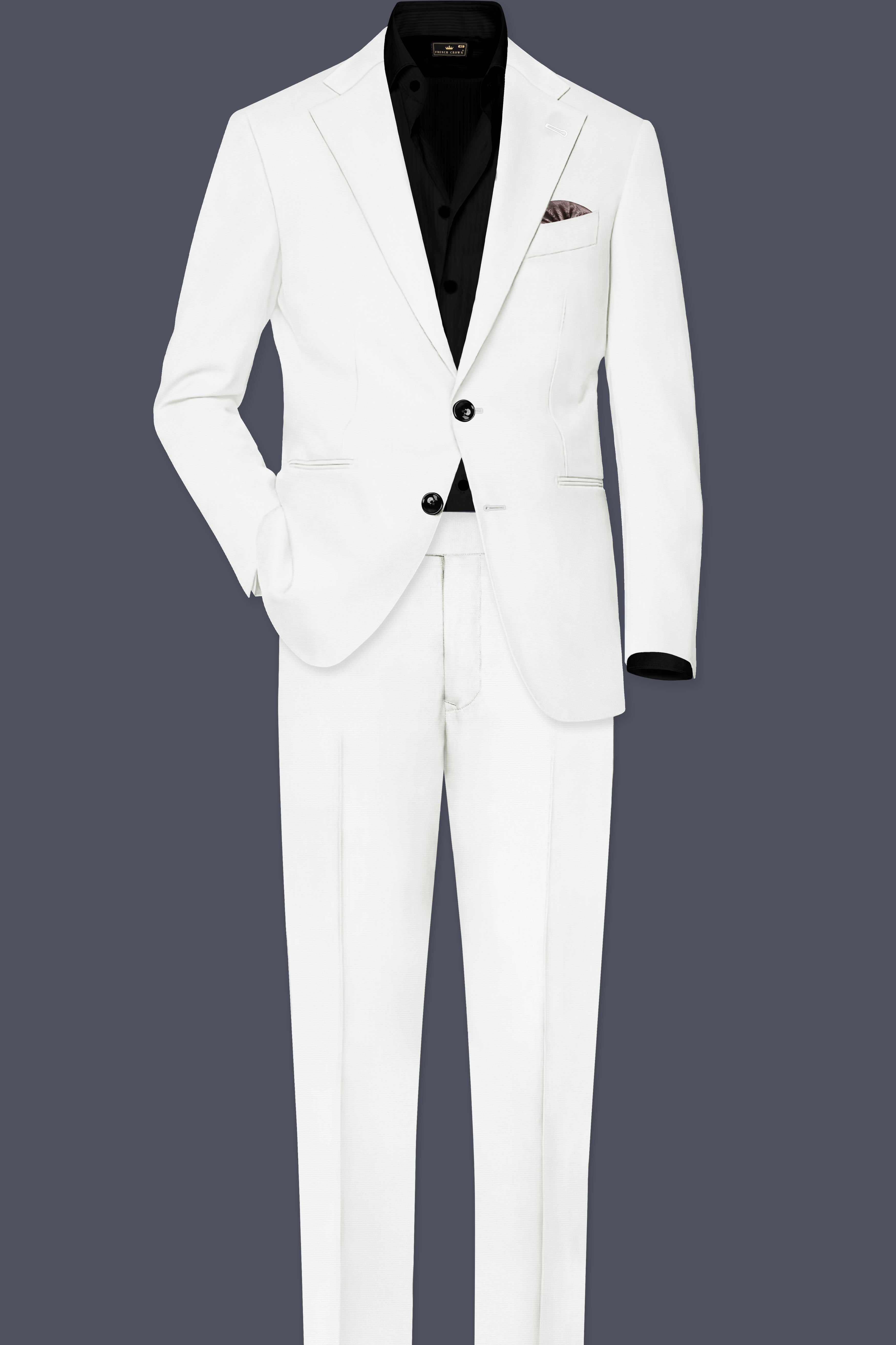 Merino Cream Solid Cotton Single Breasted Suit