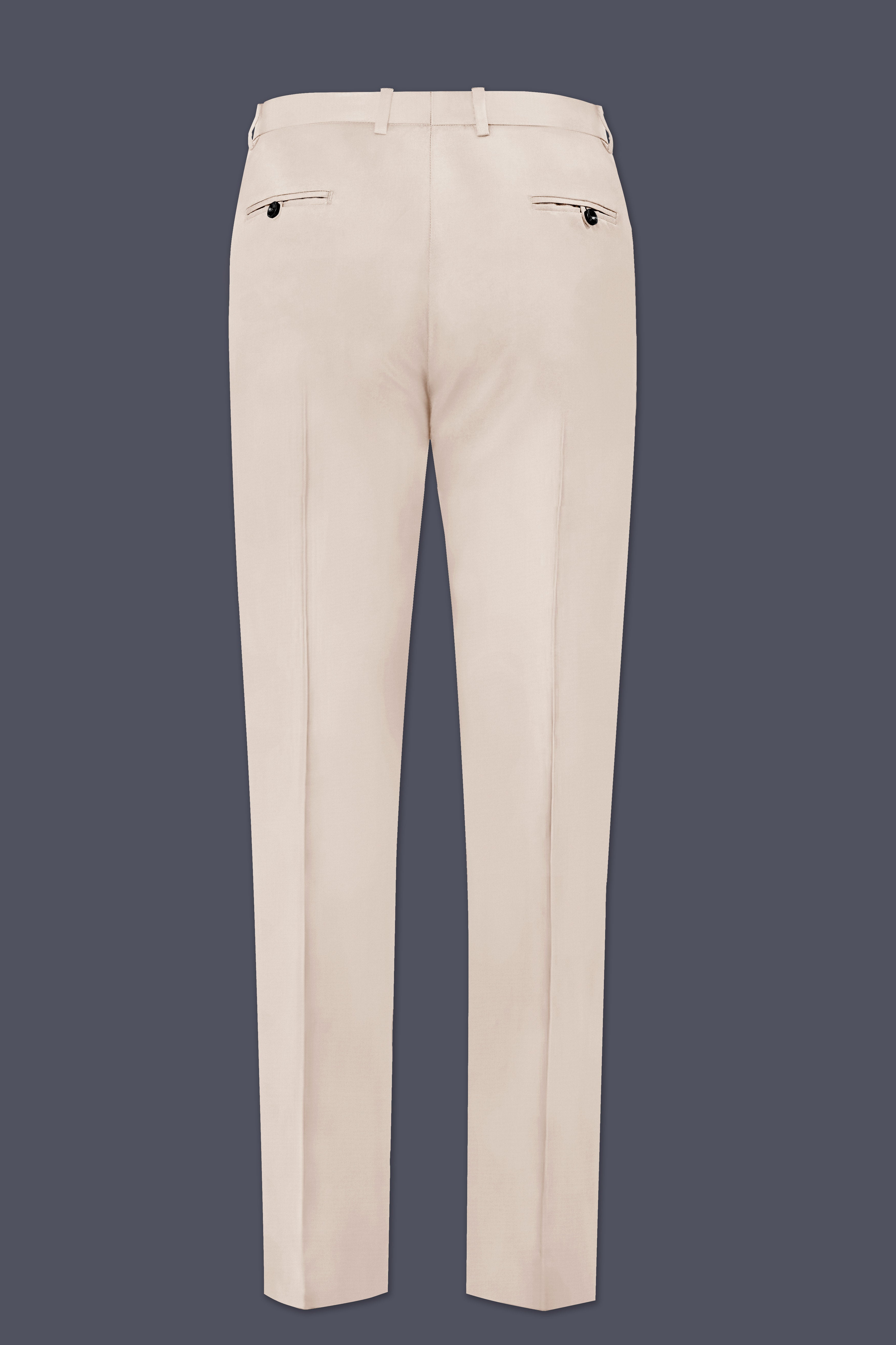 Wafer Cream Solid Cotton Single Breasted Suit