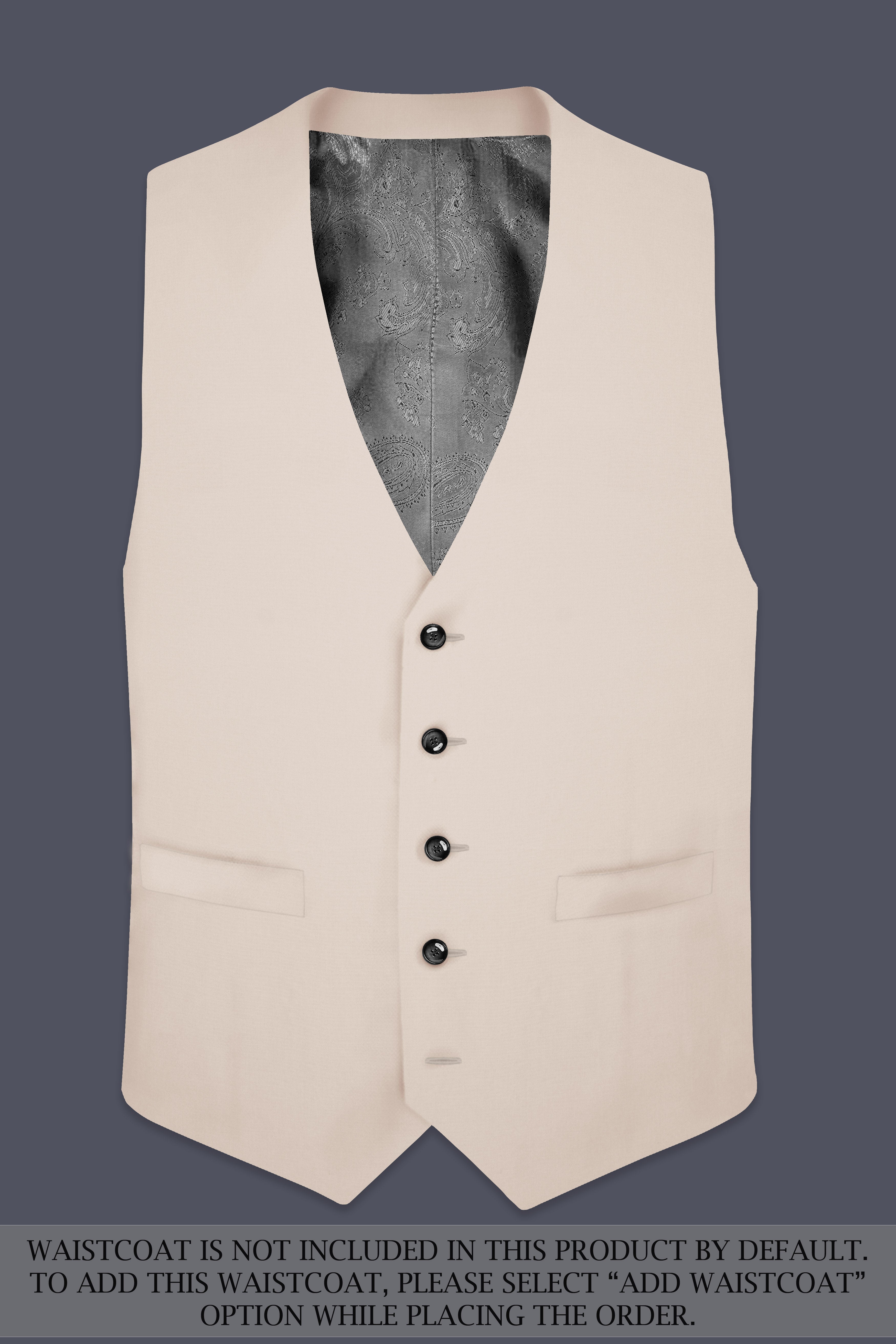 Wafer Cream Solid Cotton Single Breasted Suit