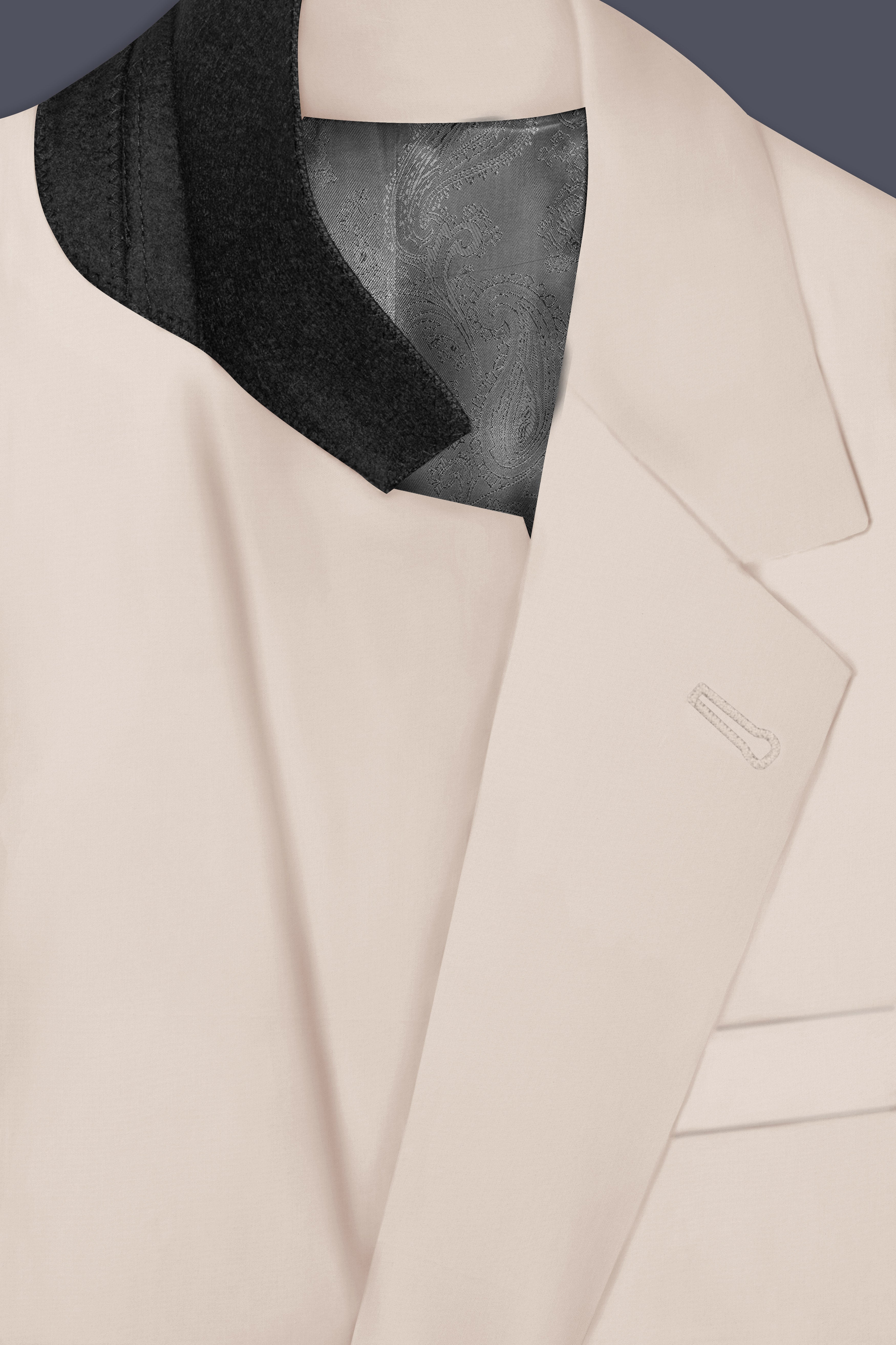 Wafer Cream Solid Cotton Single Breasted Suit
