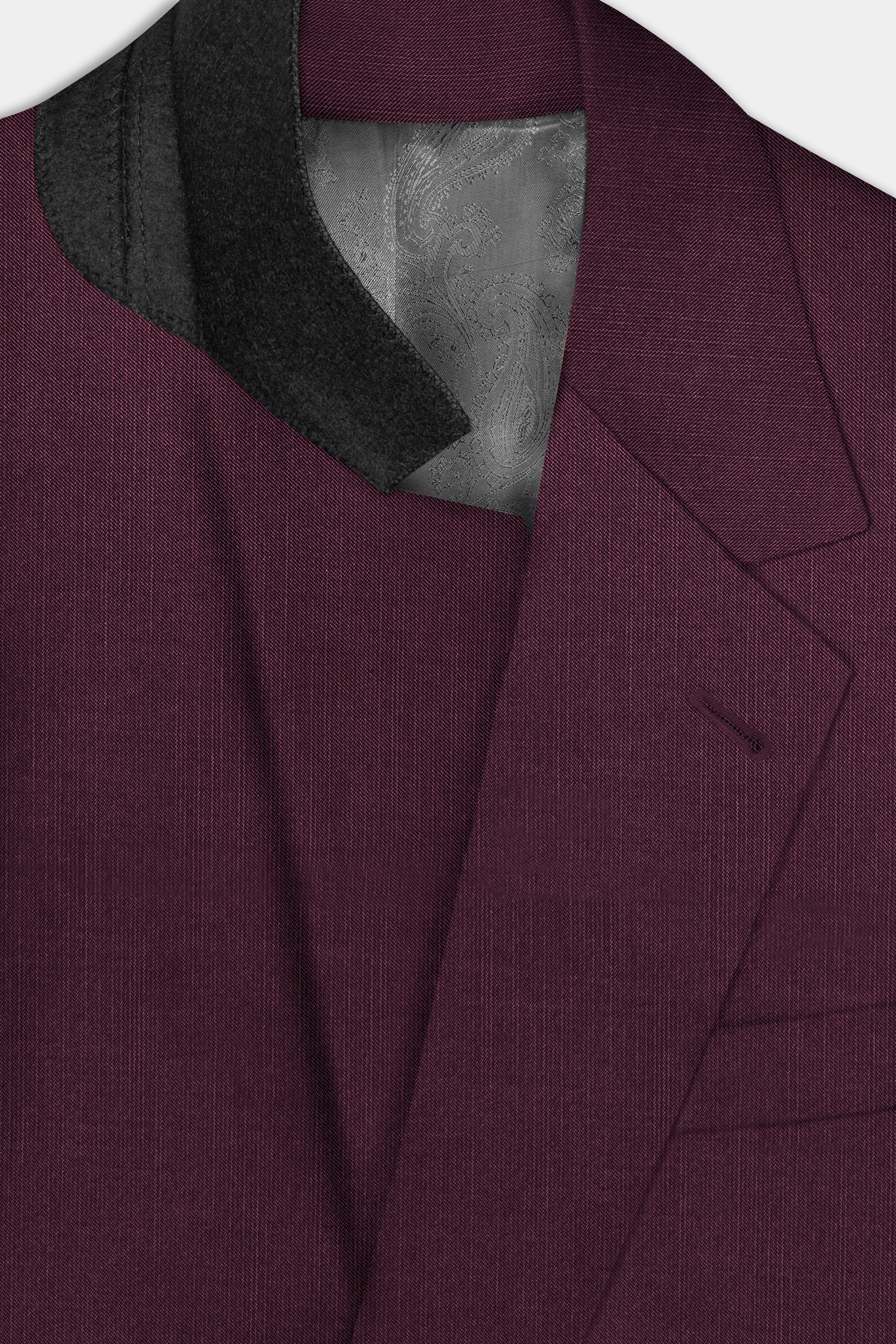 Merlot-Bistre Wine Maroon Solid Wool Rich Single Breasted Slight Stretch Suit