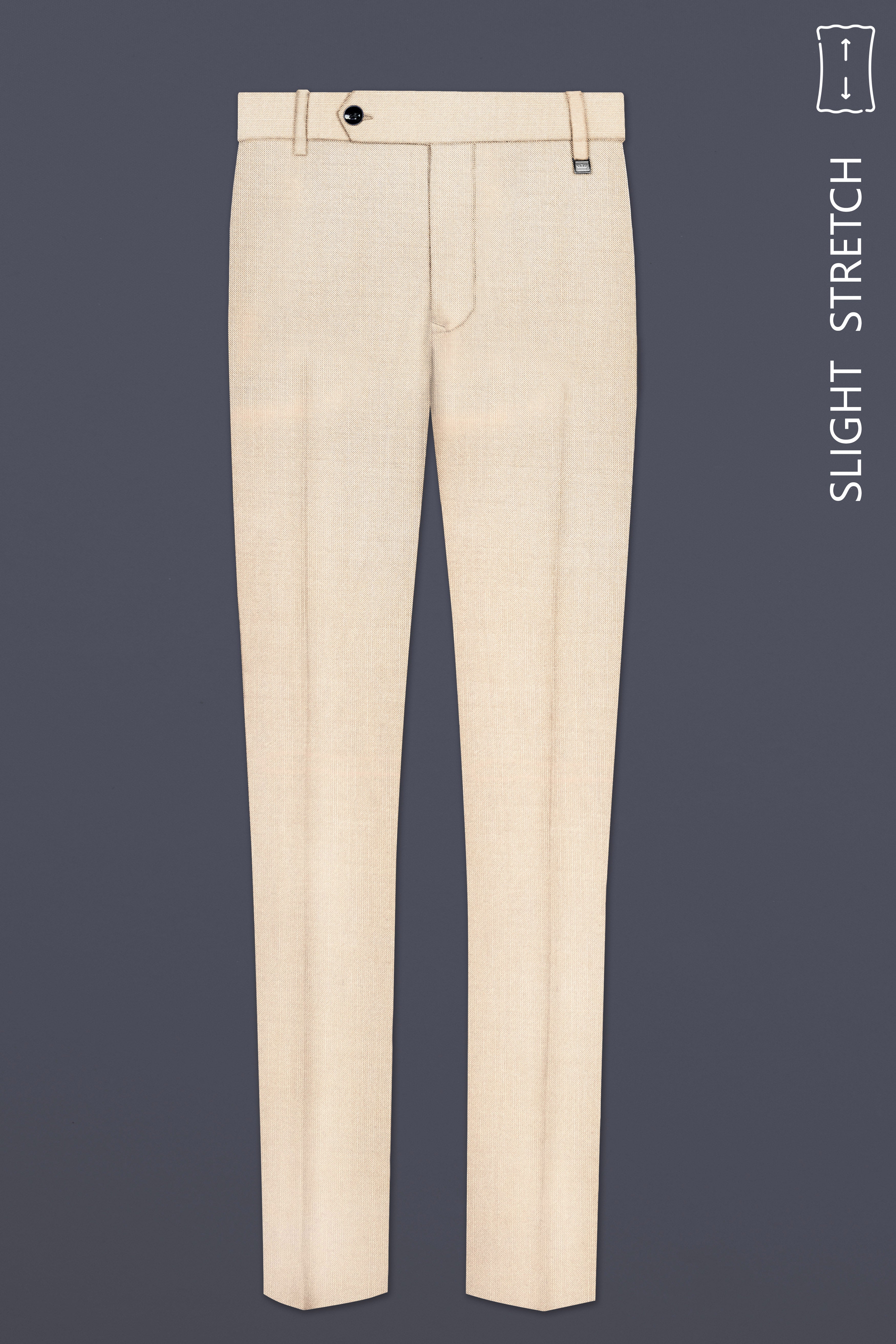 Biscotti-Parchment Cream Solid Wool Rich Single Breasted Slight Stretch Suit