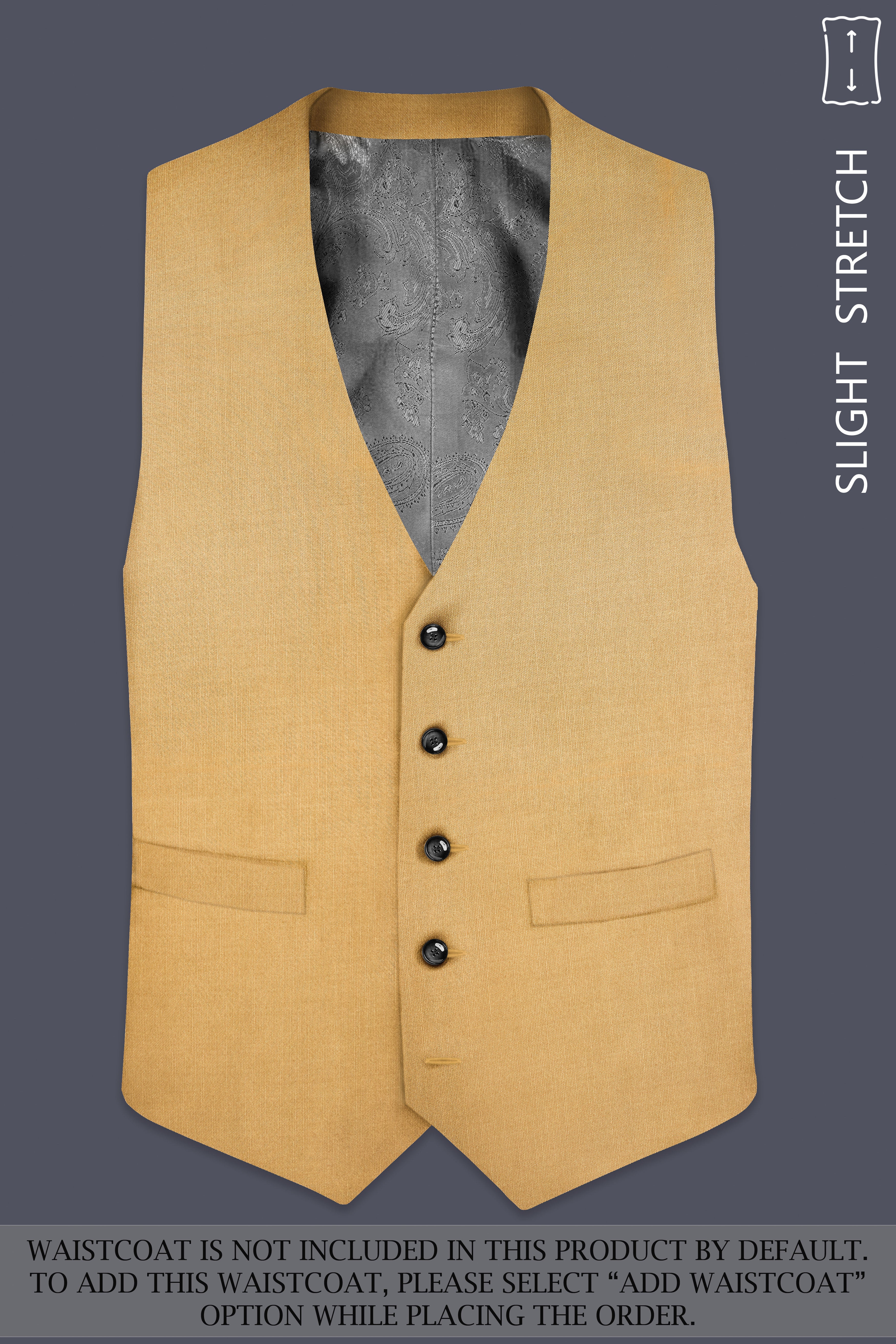 Marula-Desert Yellow Solid Wool Rich Single Breasted Slight Stretch Suit