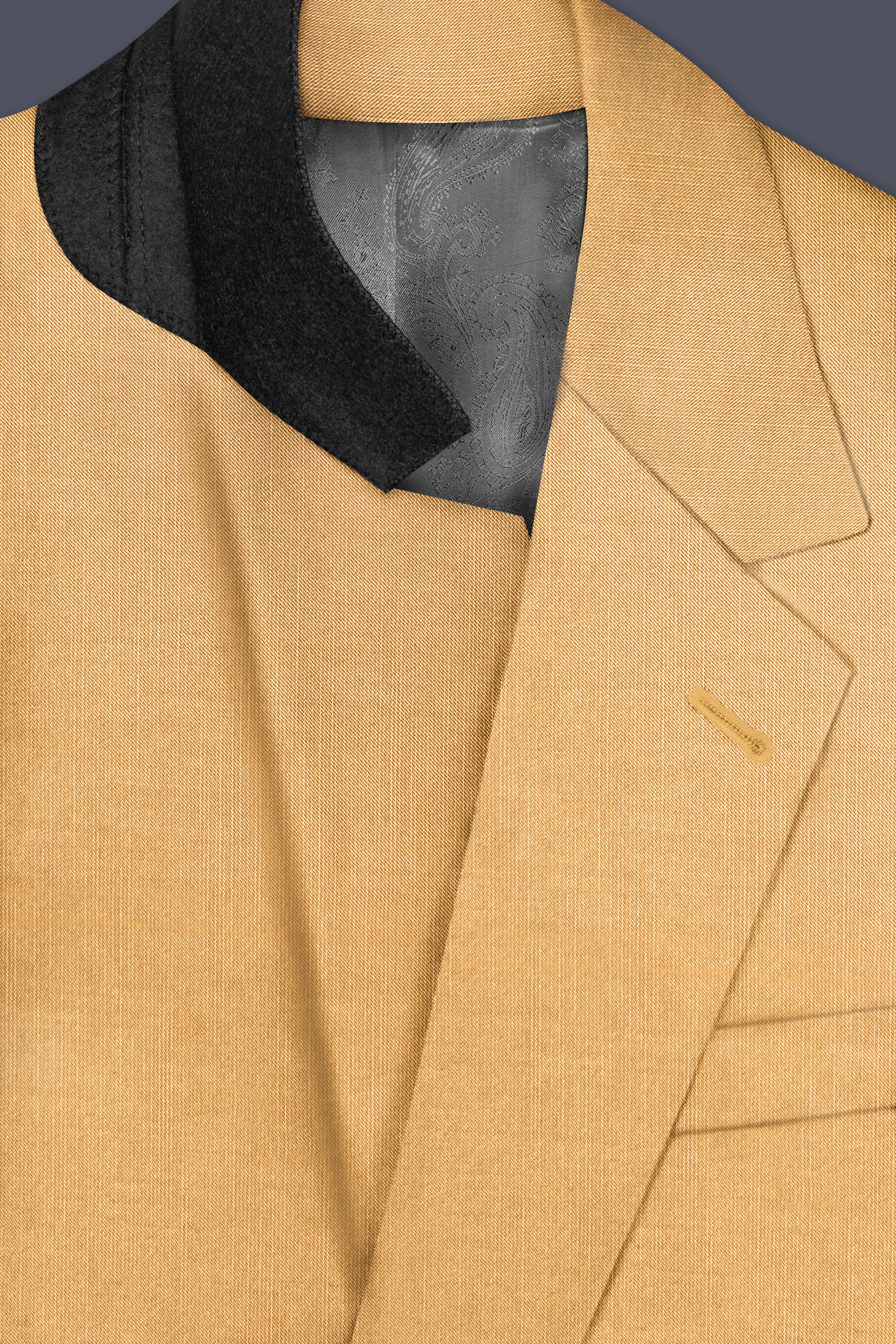 Marula-Desert Yellow Solid Wool Rich Single Breasted Slight Stretch Suit
