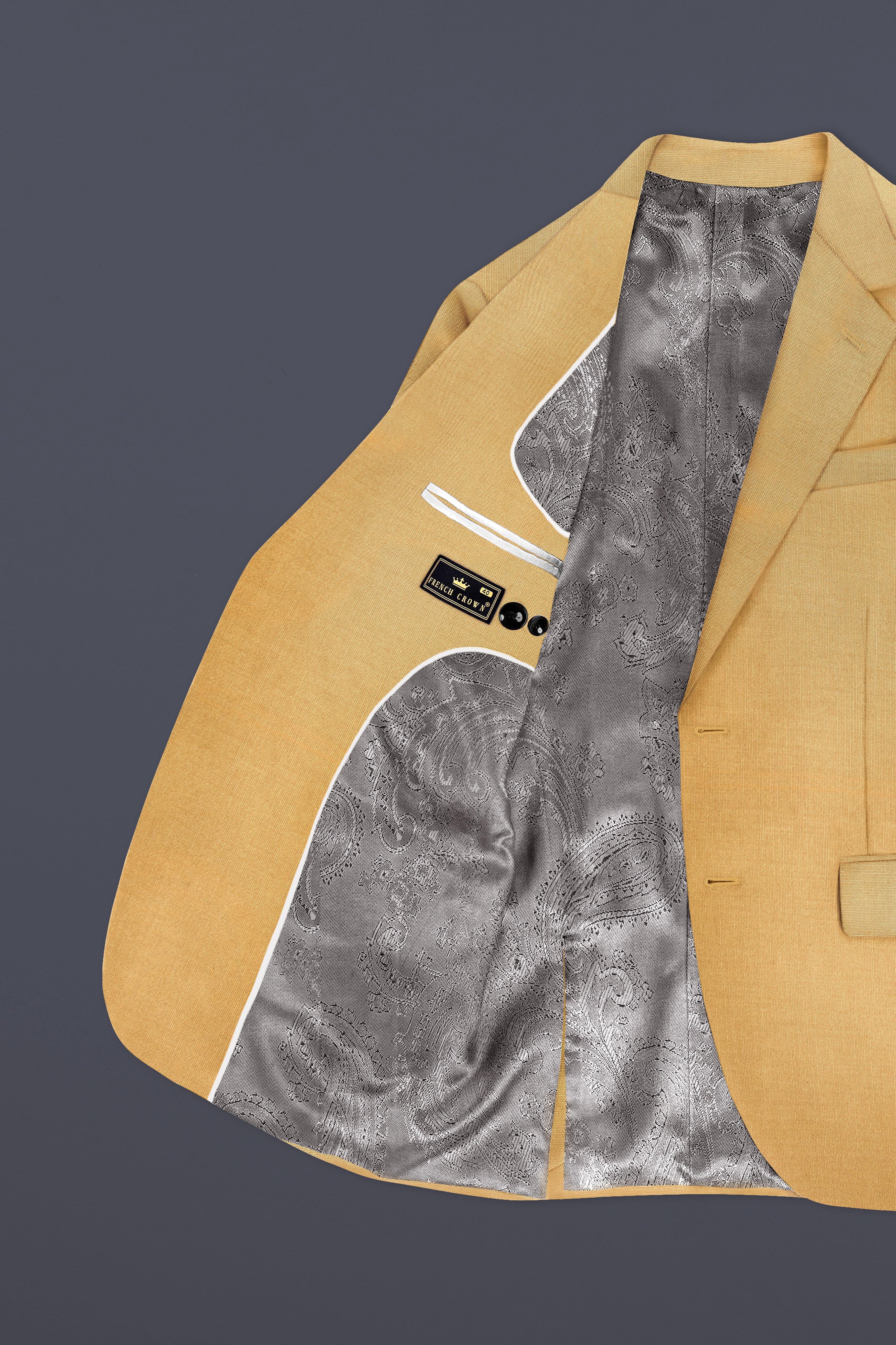 Marula-Desert Yellow Solid Wool Rich Single Breasted Stretchable traveler Suit