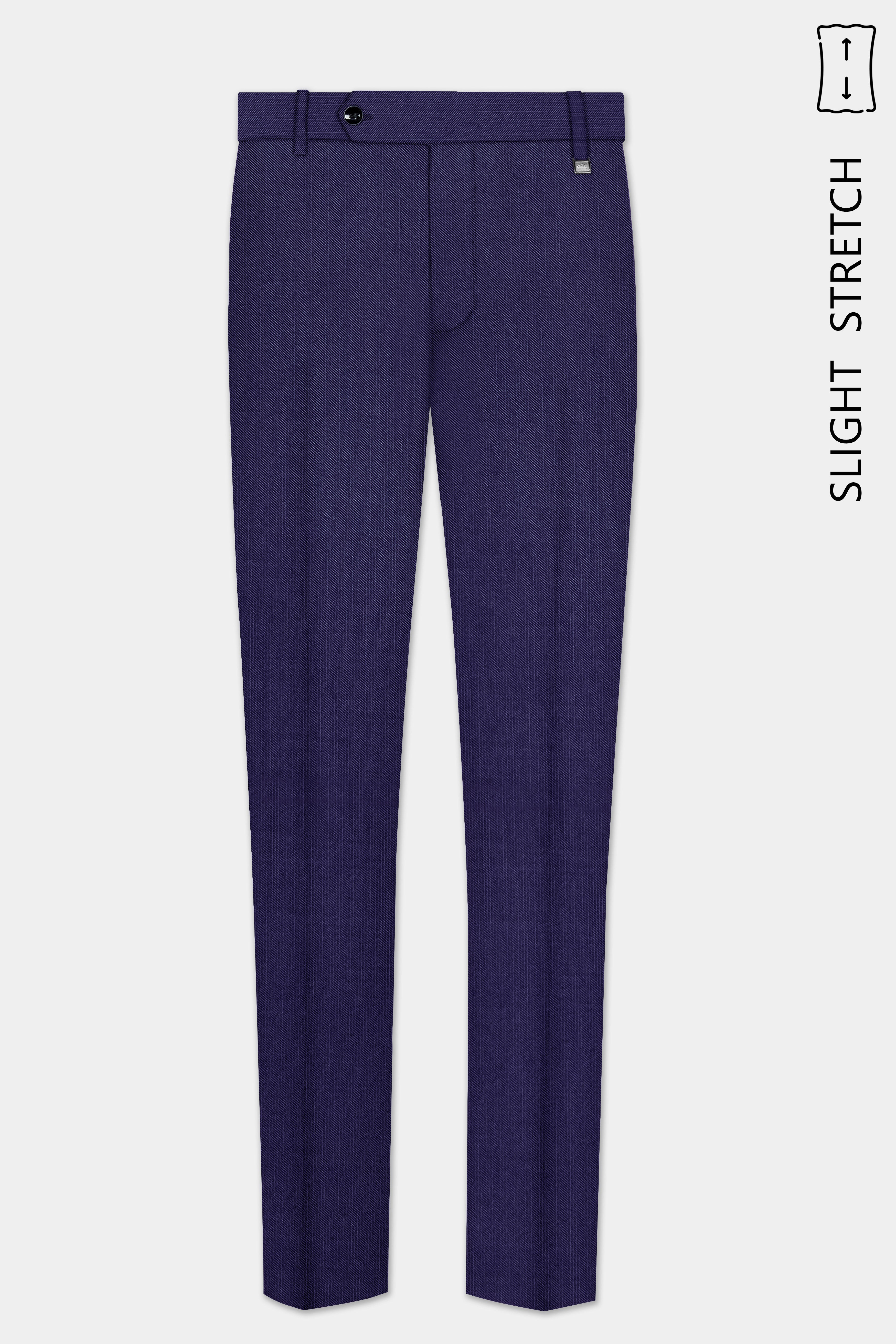 Triton-Martinique Blue Solid Wool Rich Single Breasted Slight Stretch Suit