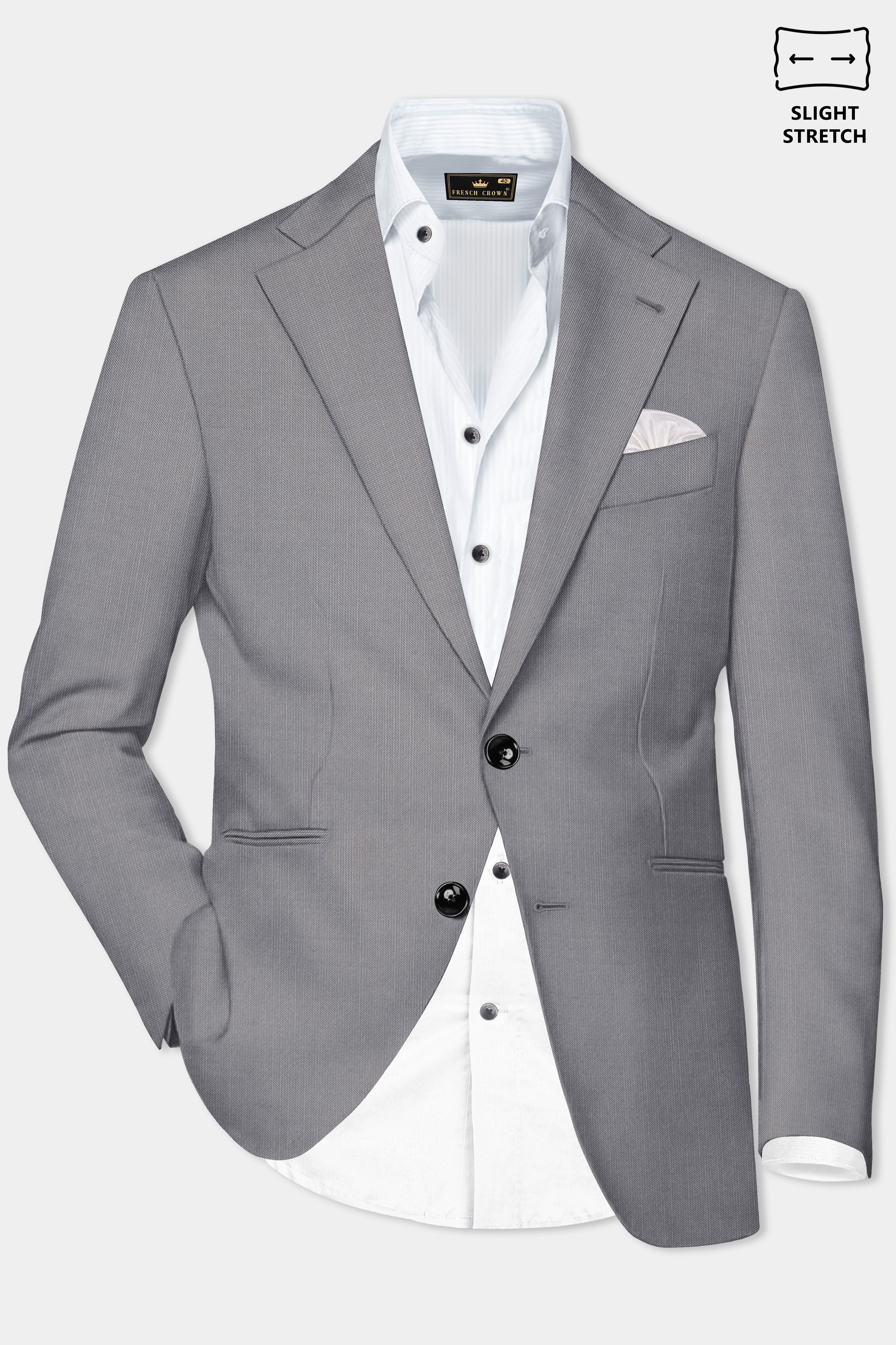 Dorian-Friar Gray Solid Wool Rich Single Breasted Slight Stretch Suit